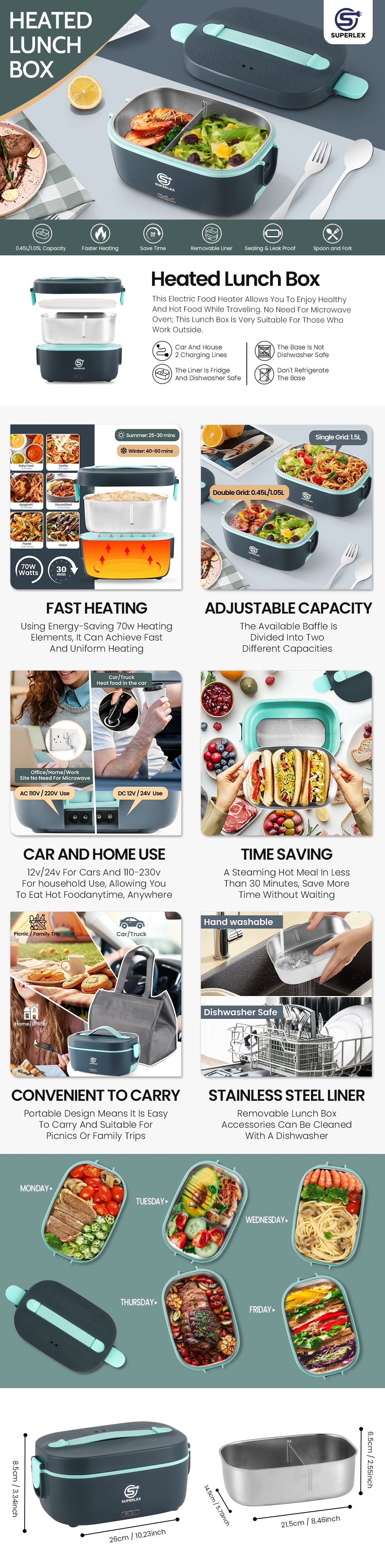 5-in-1 Electric Lunch Box with Fast Heating and Portable Design