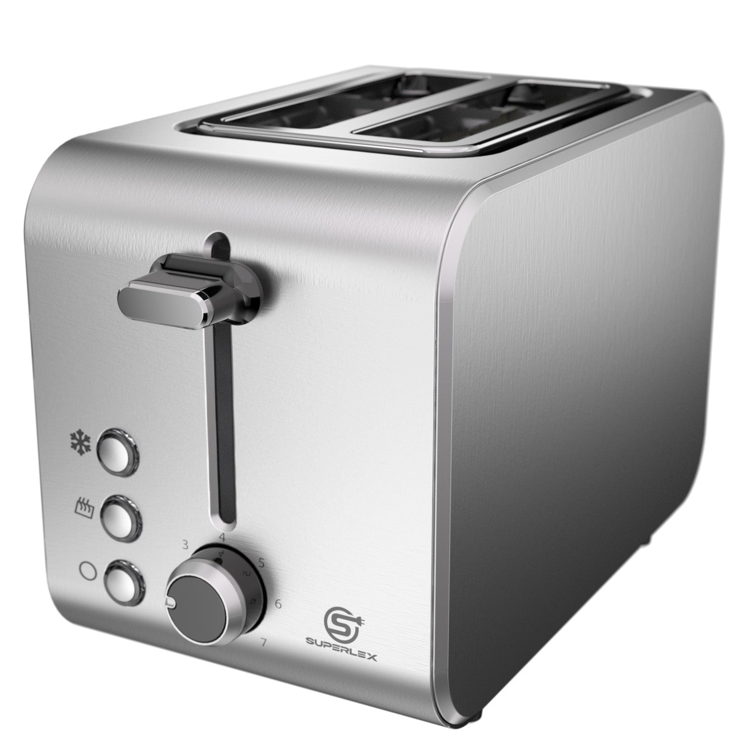 2-Slice Stainless Steel Toaster with 715-850W Fast Heating & Digital Controls