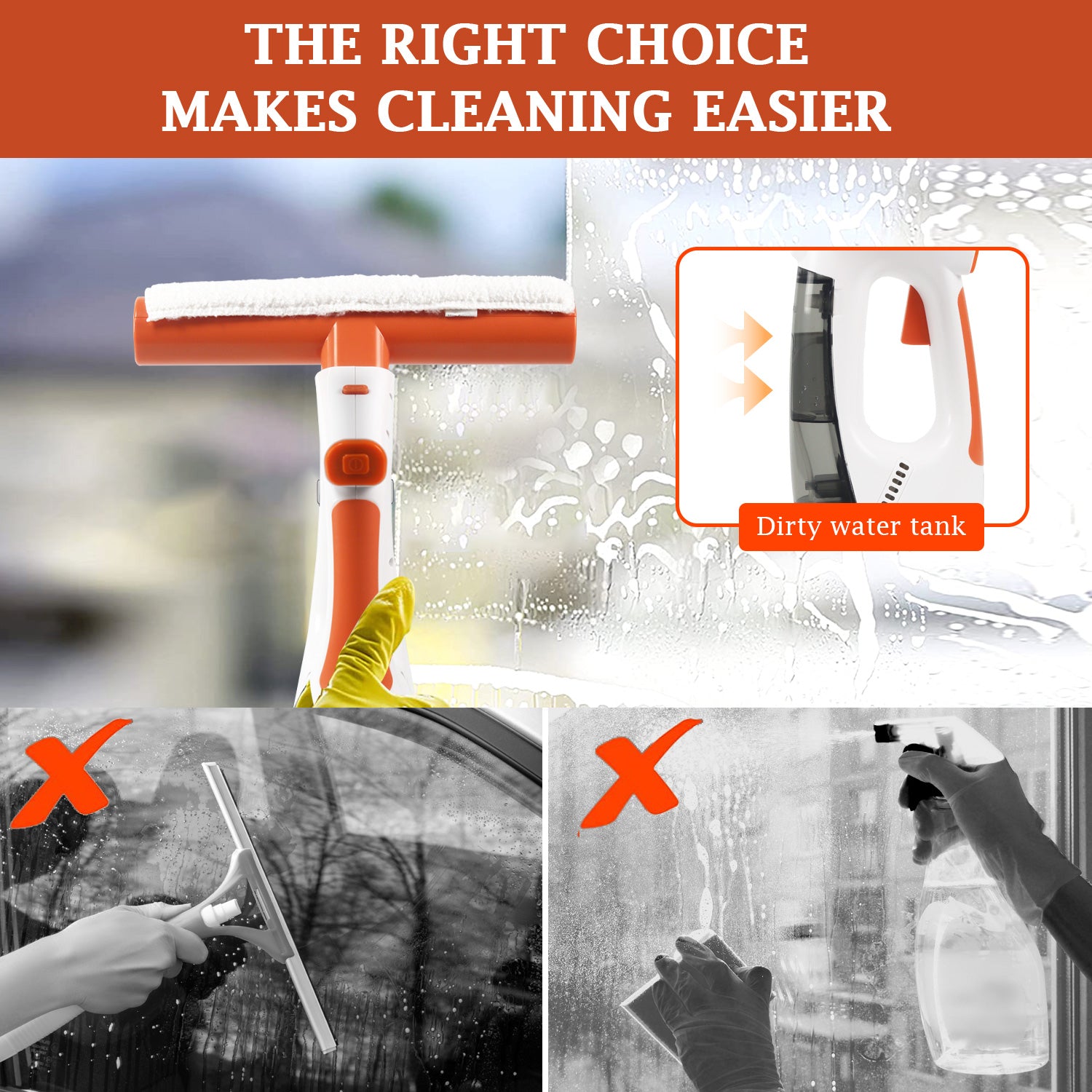 Cordless 3-in-1 Window Vac with Steam Cleaning and HEPA Filter