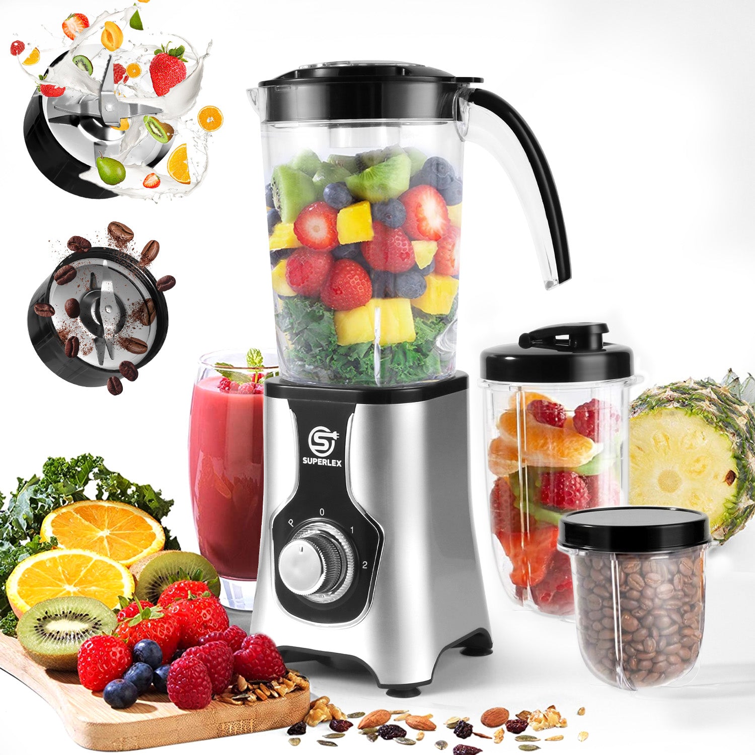 3 in 1 Jug Blender with Multi-Function Blades and High-Speed Performance