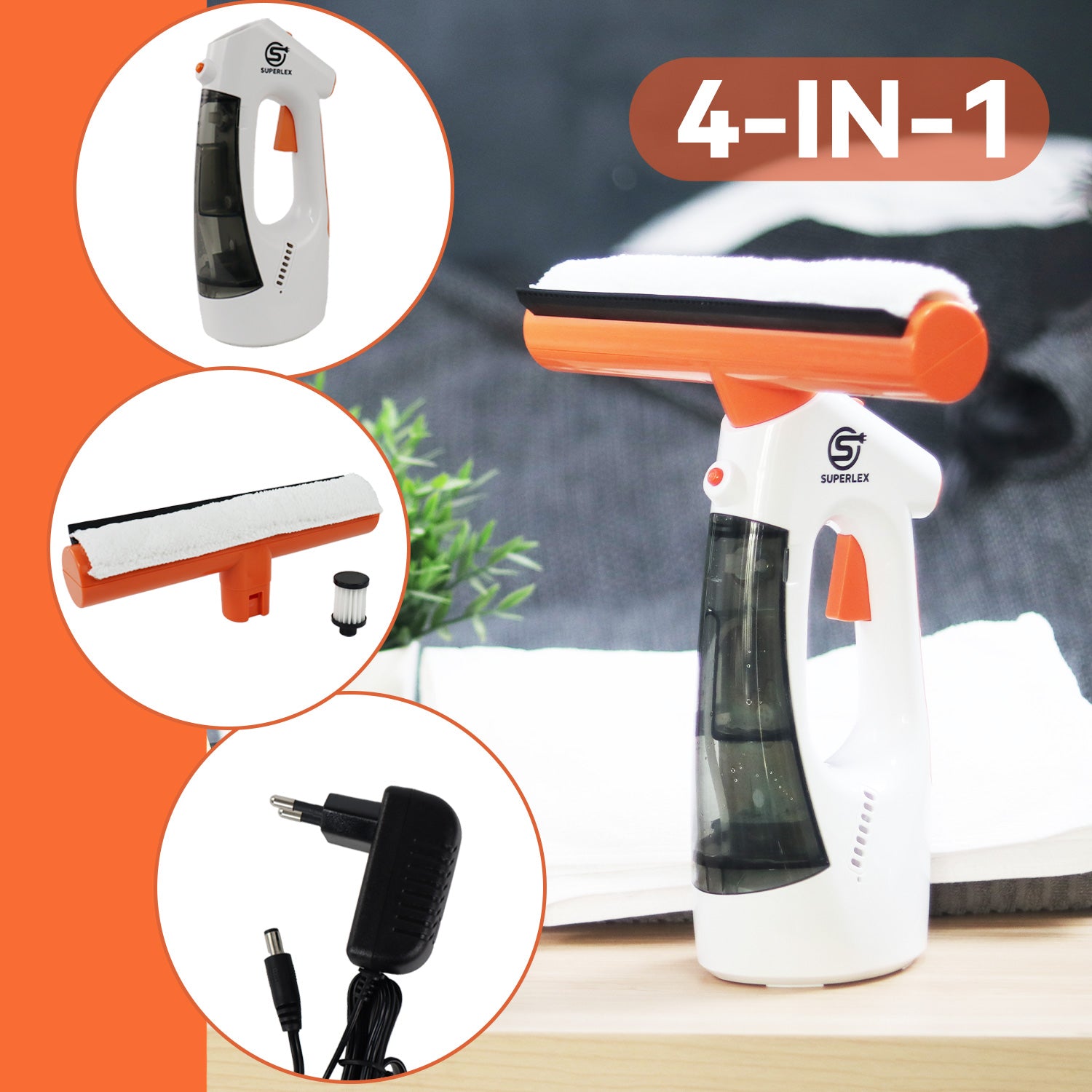 Cordless 3-in-1 Window Vac with Steam Cleaning and HEPA Filter