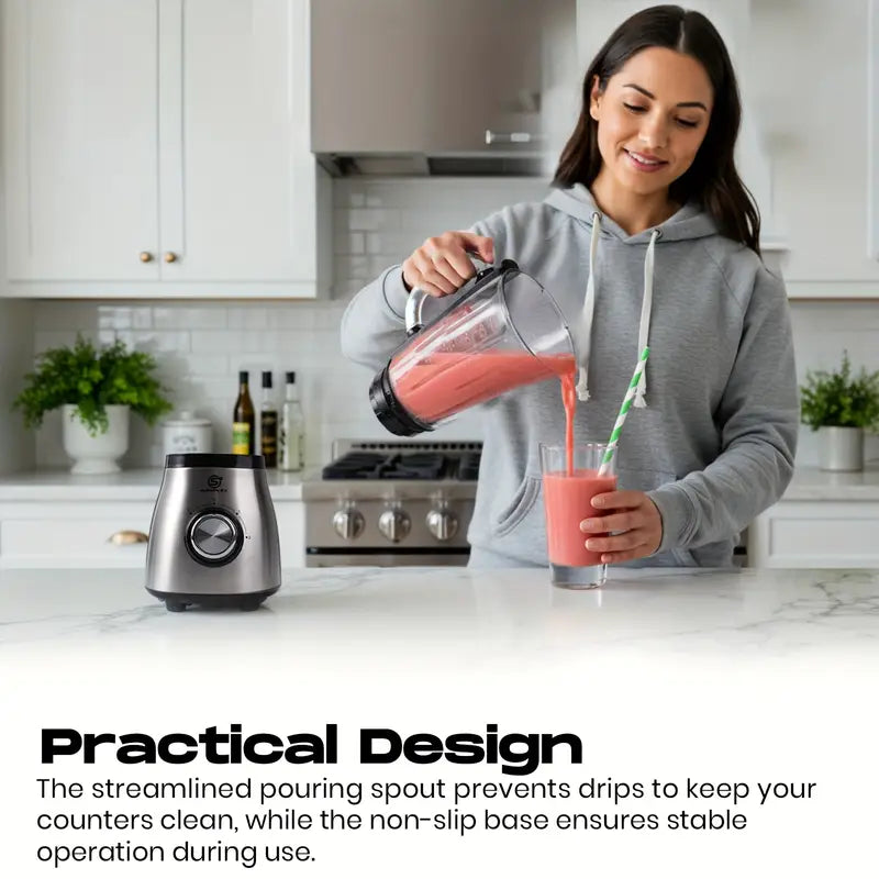 1.5L Glass Jug Blender with 800W Motor & Stainless Steel 4-Blade System