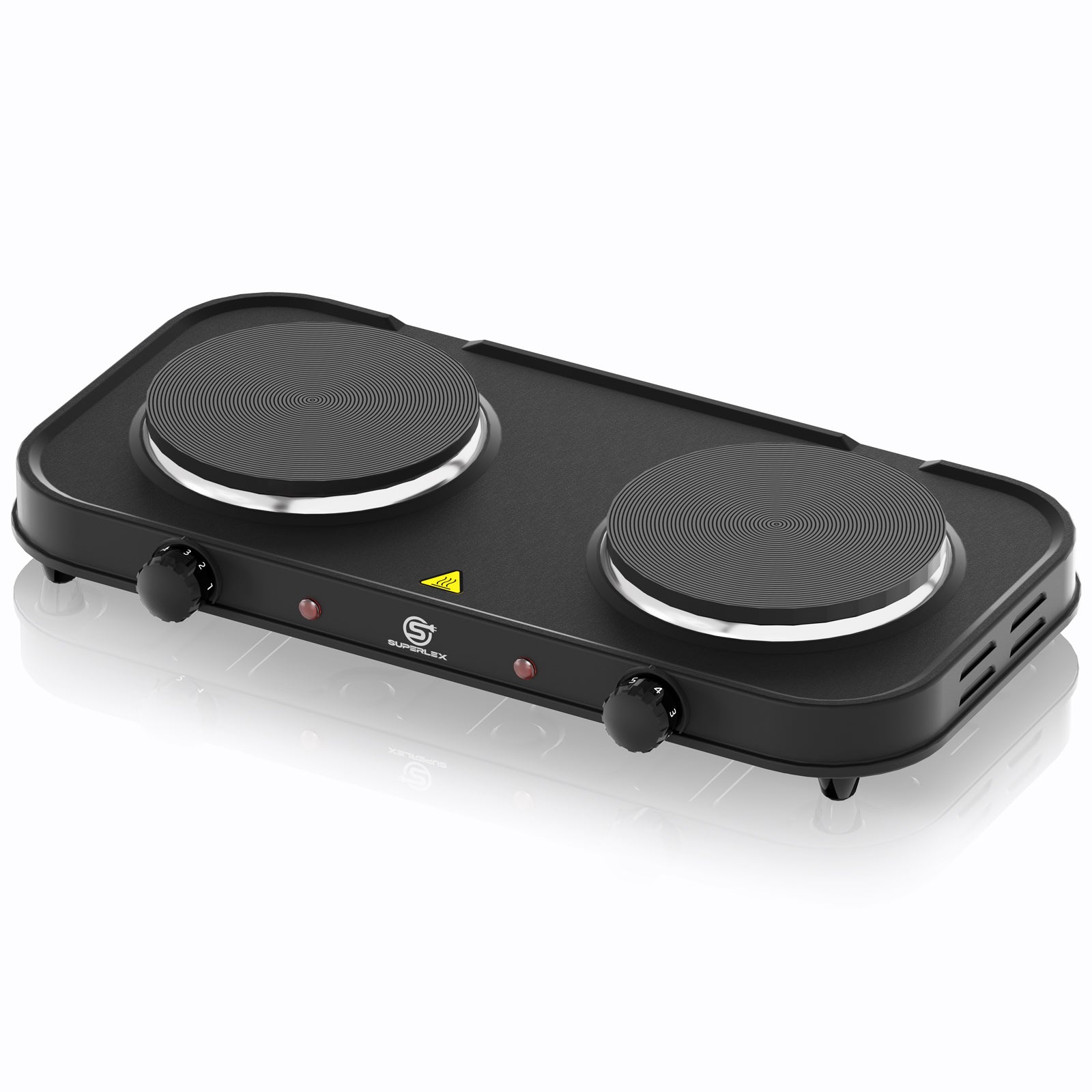 Double Hot Plate 2000W with Dual Cast Iron Hobs & Independent Temperature Control