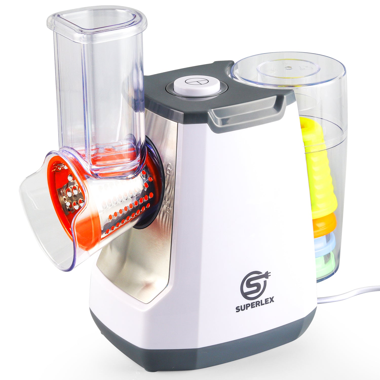 5-in-1 Electric Vegetable Slicer with 5 Interchangeable Blades for Fruits, Vegetables and Cheese