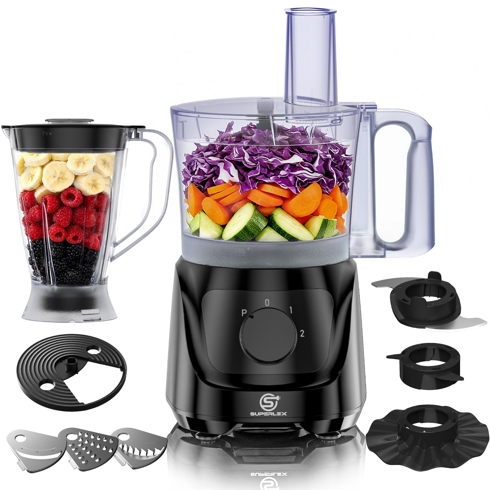 800W Compact Food Processor with Multi-Function Slicing & Blending