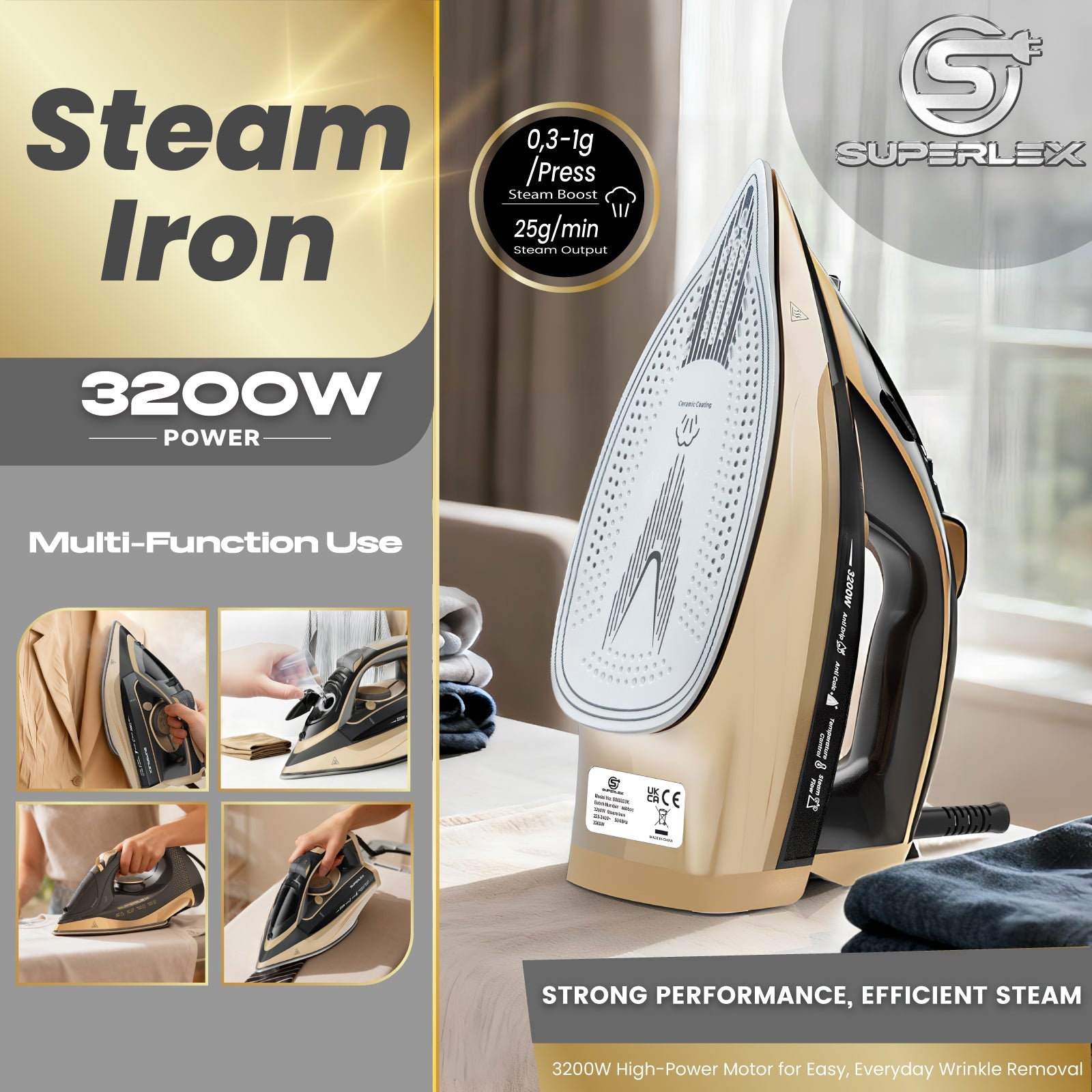 3200W Steam Iron – Powerful Anti-Scale & Vertical Steaming