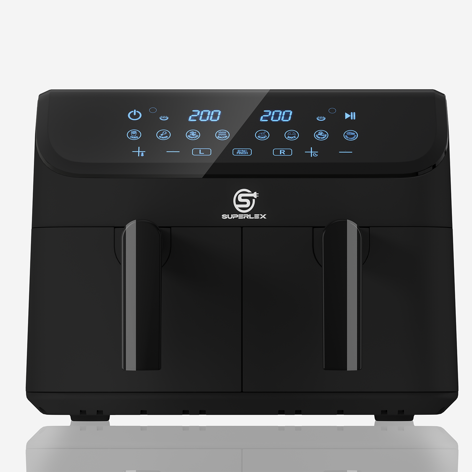 9L Double Air Fryer with Dual Pots, Adjustable Temperature & 30-Min Timer