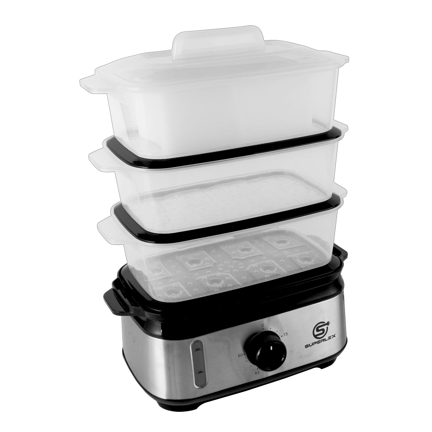9L 3-Tier Food Steamer 800-950W with Timer & Non-Stick Heating Plate