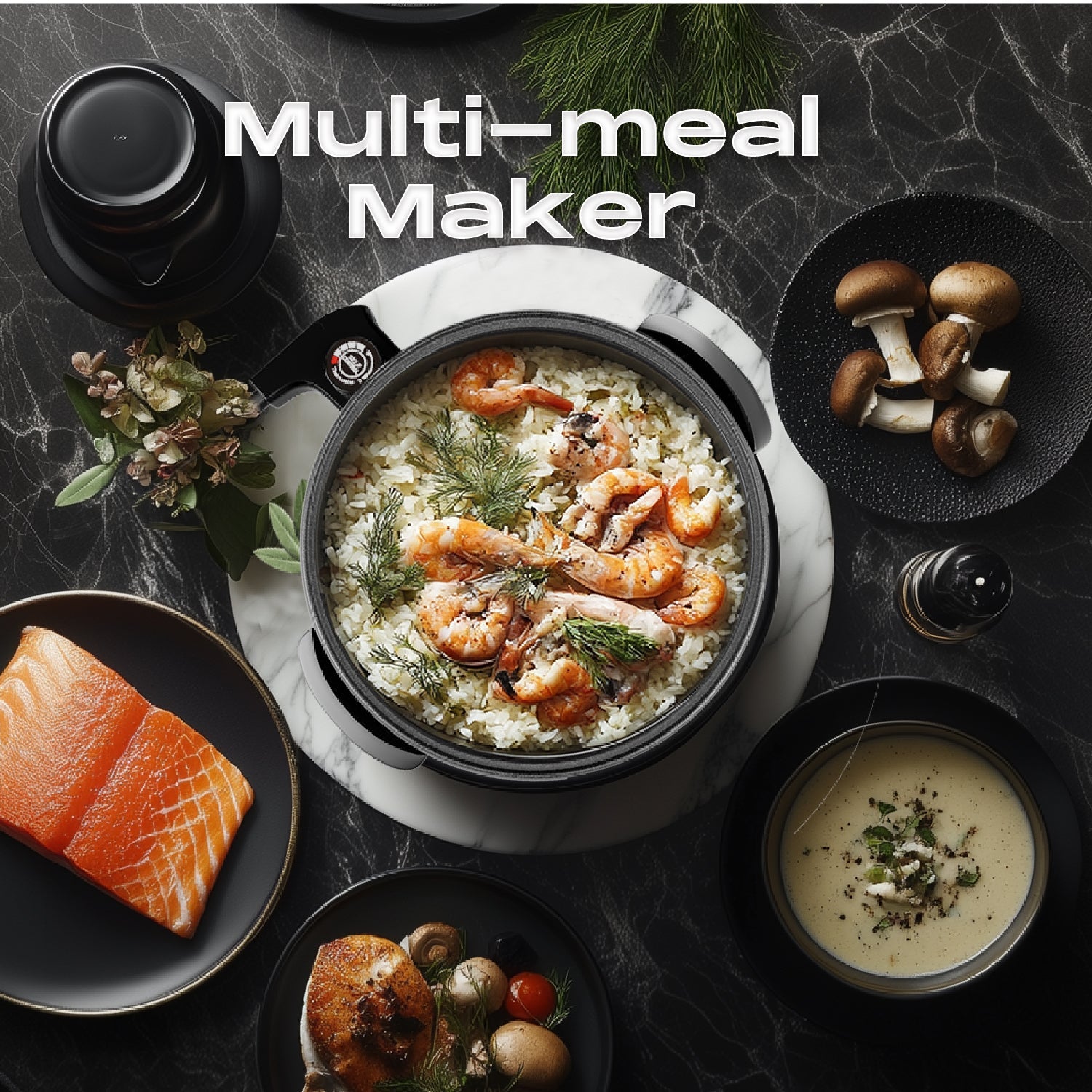 40*7cm Multi Meal Maker with 1500W Power & Adjustable Thermostat