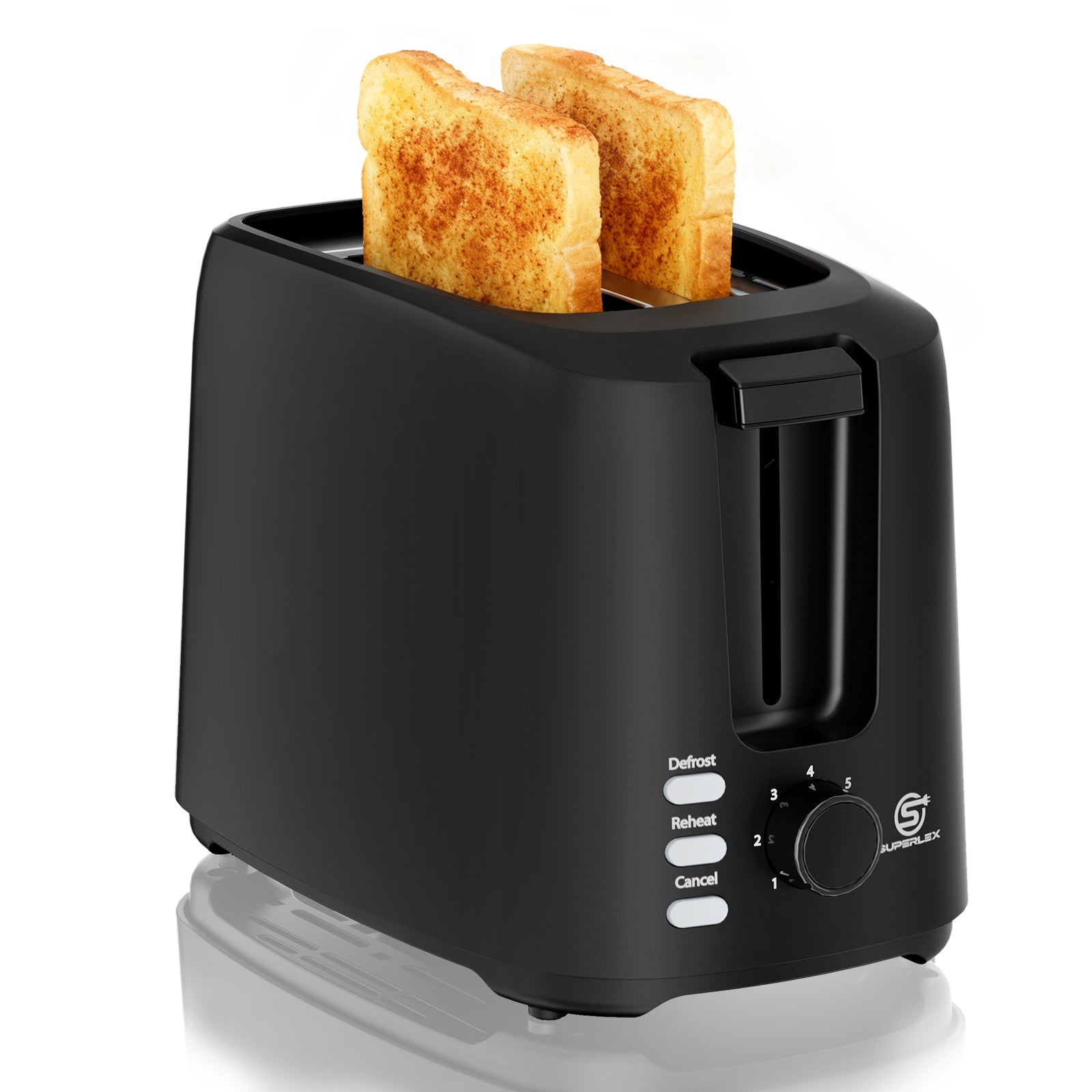 750W 2-Slice Toaster with Adjustable Browning & Auto Pop-Up