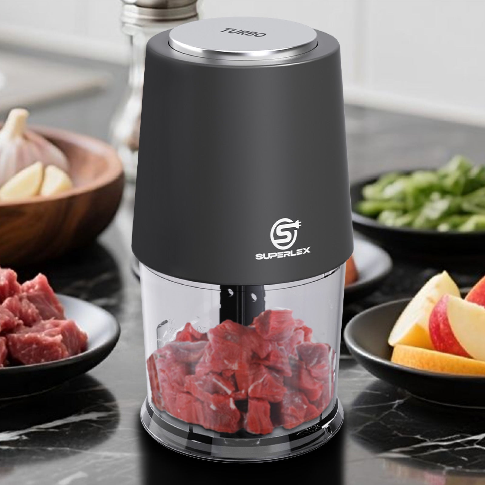 260W Mini Chopper with 500ml Jar & Dual Speed Turbo Function