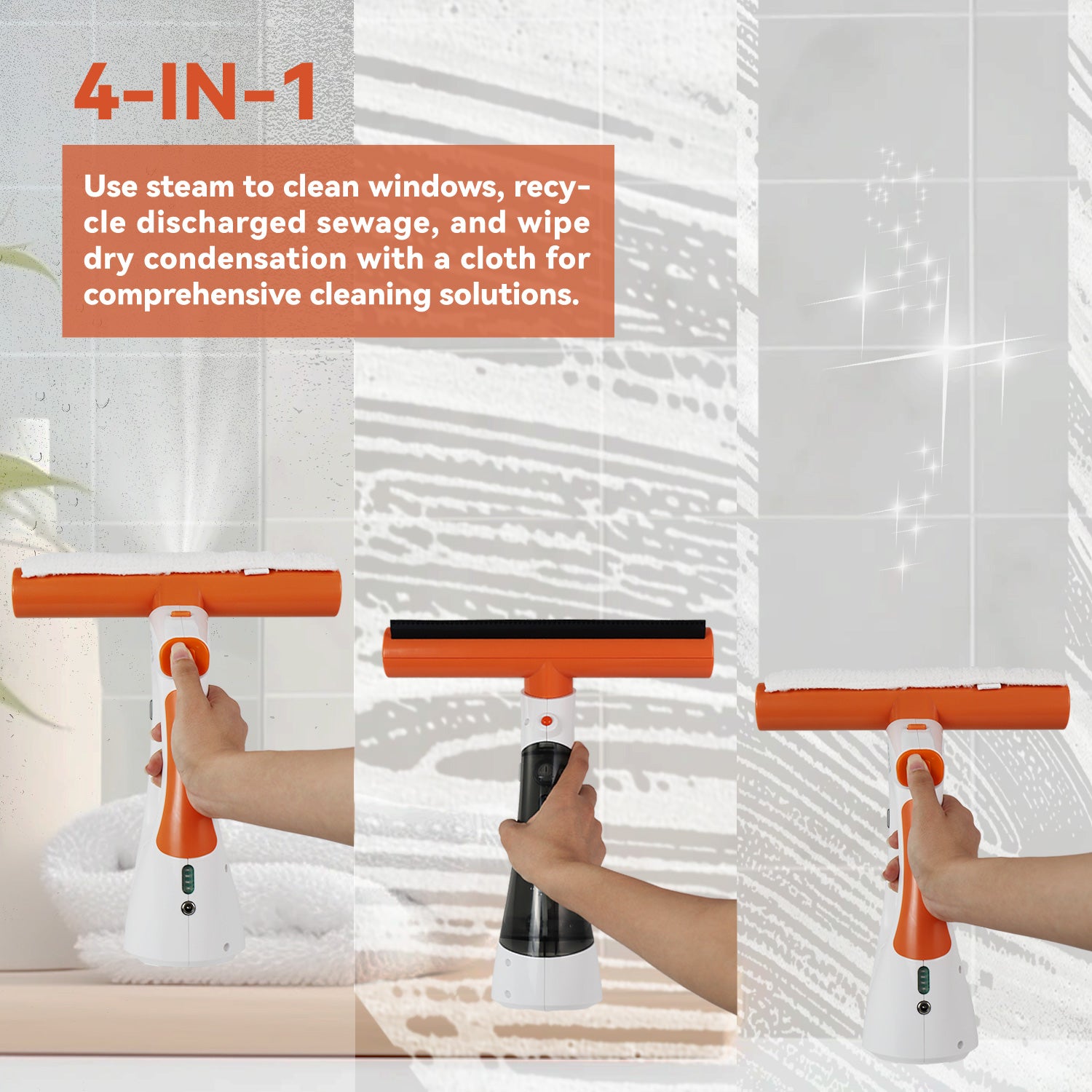 Cordless 3-in-1 Window Vac with Steam Cleaning and HEPA Filter