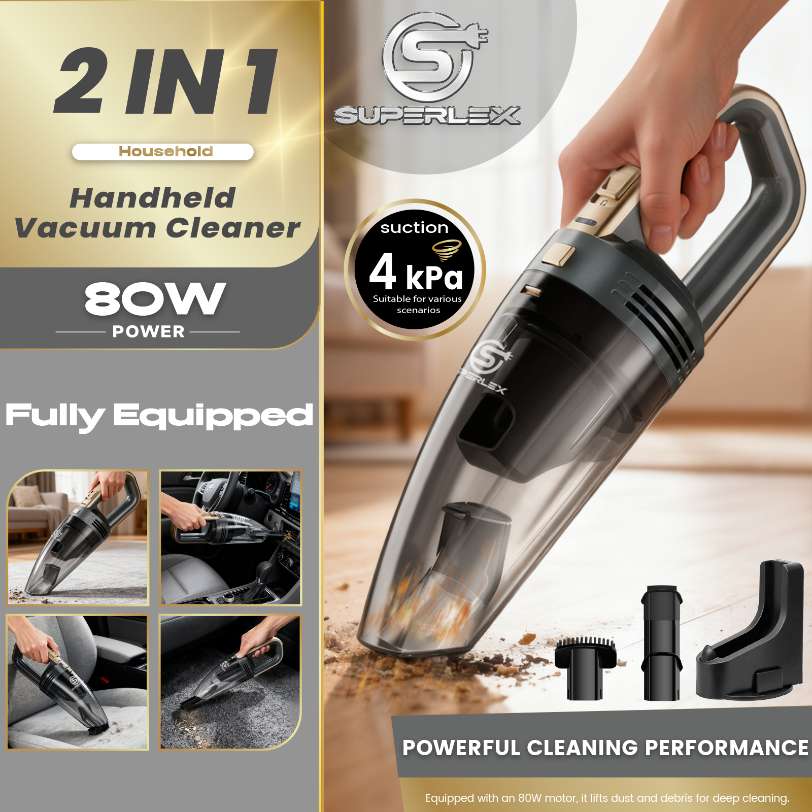 Wet & Dry Vacuum Cleaner – Portable Multi-Surface Cleaner for Car & Home