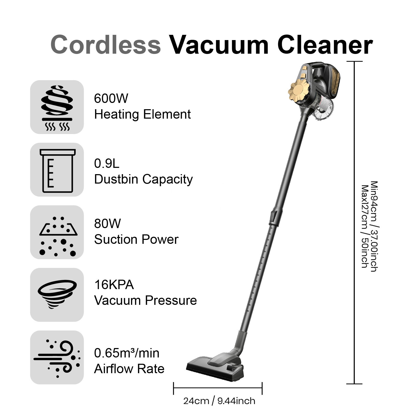 2-in-1 Corded Vacuum Cleaner – 600W Powerful Suction with Cyclone Filtration & Large Dust Bin