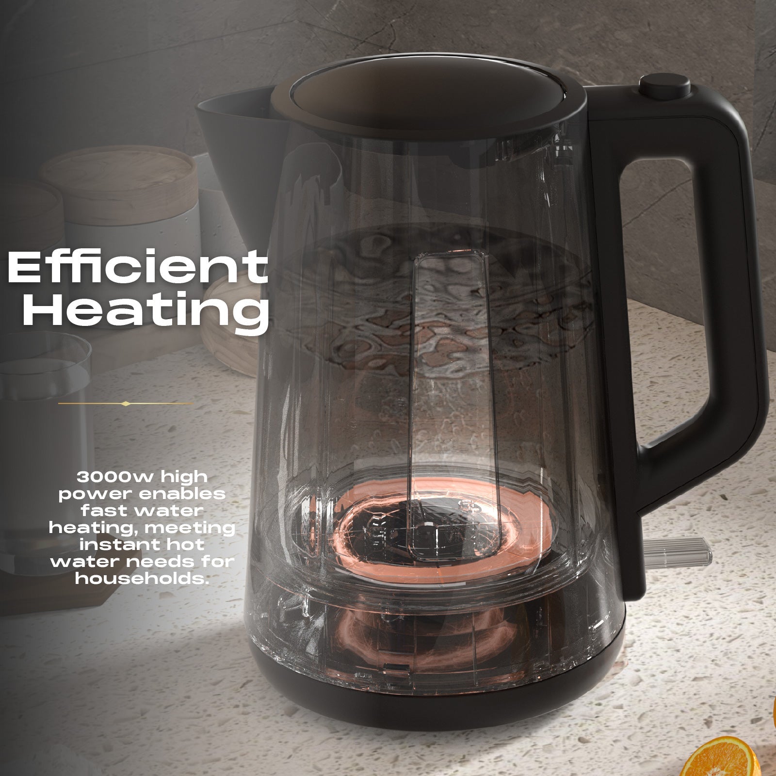 2200W 1.7L Electric Kettle with Adjustable Temperature & Auto Shut-Off