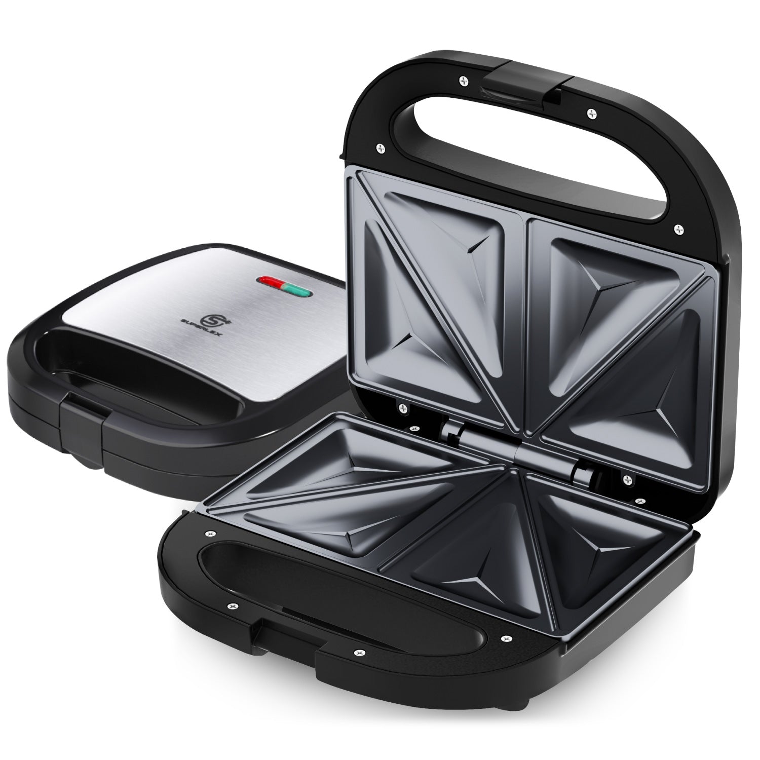 Stainless Steel Sandwich Maker 750W with Dual-Slice Non-Stick Plates
