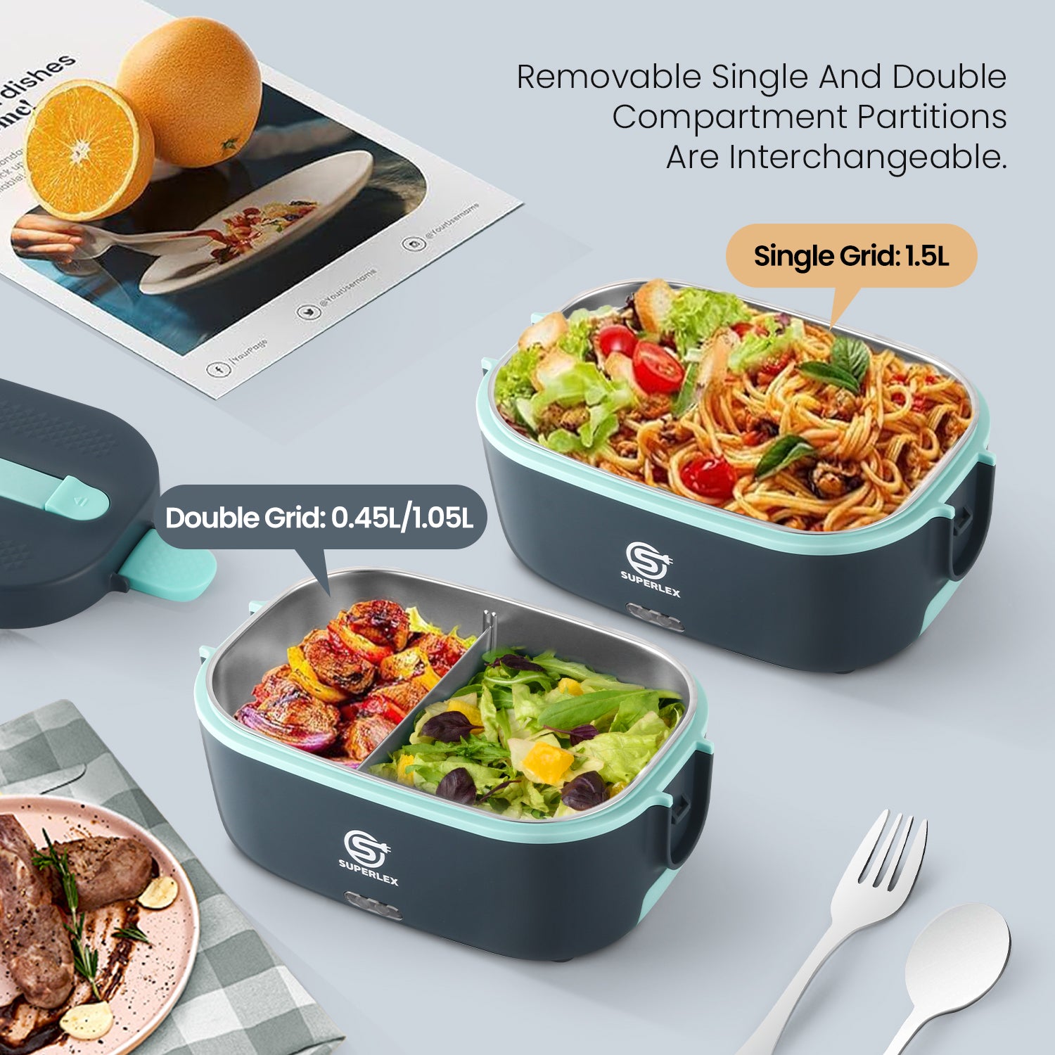 5-in-1 Electric Lunch Box with Fast Heating and Portable Design