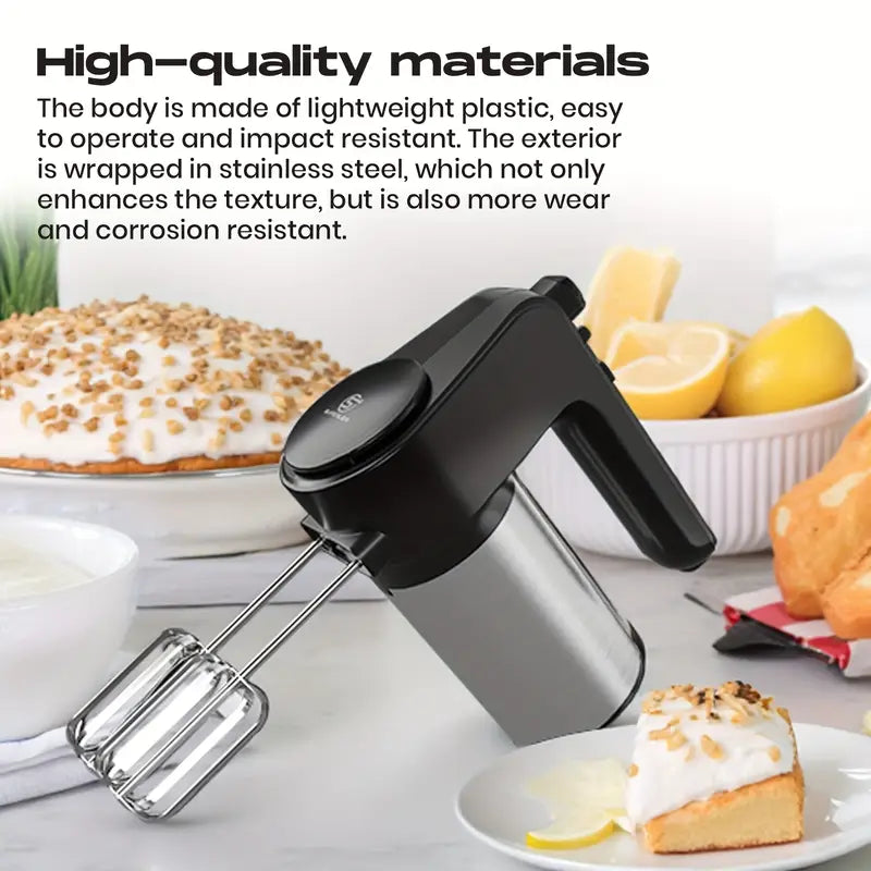 300W Hand Mixer with 5 Speeds, Turbo Mode & Stainless Steel Beaters