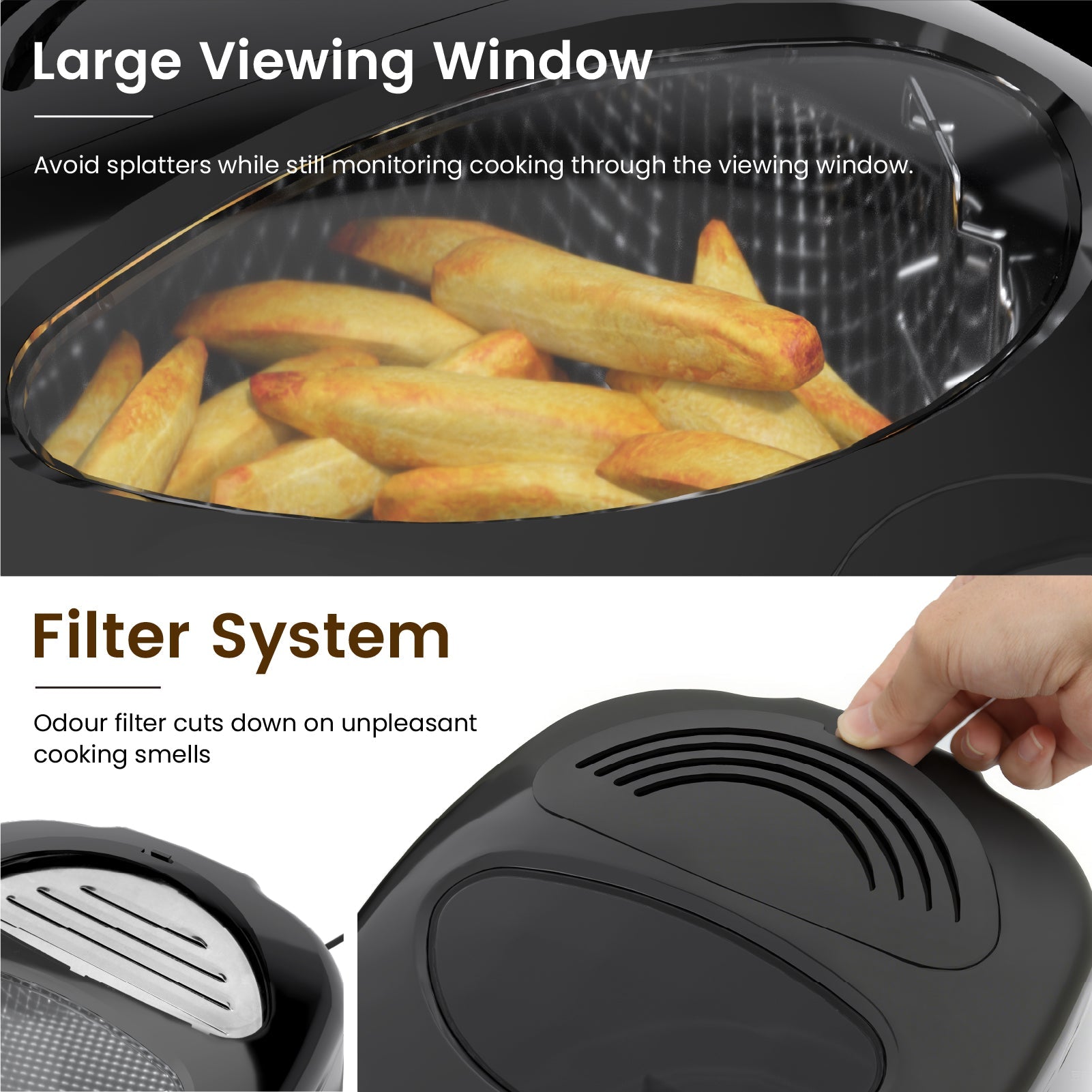 2000W 2L Deep Fat Fryer with Adjustable Temperature & High-Heat Safety