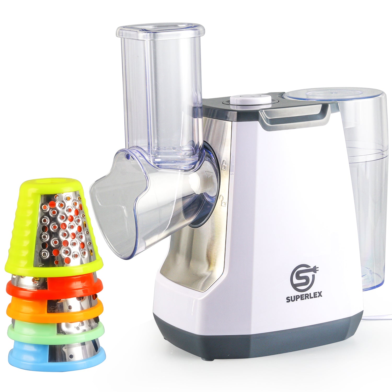 5-in-1 Electric Vegetable Slicer with 5 Interchangeable Blades for Fruits, Vegetables and Cheese