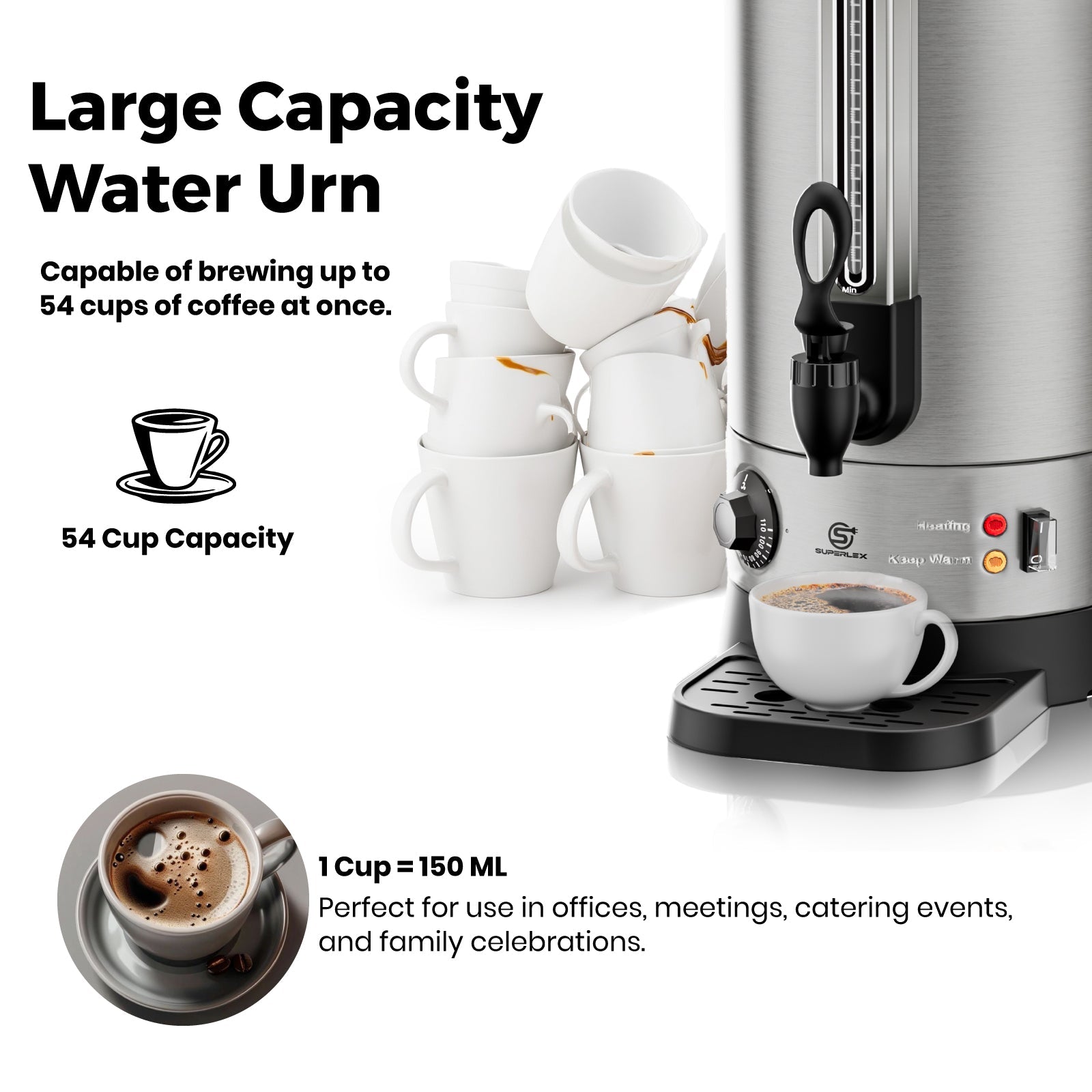 10L Energy-Saving Water Urn with Ergonomic Tap & Precise Water Gauge
