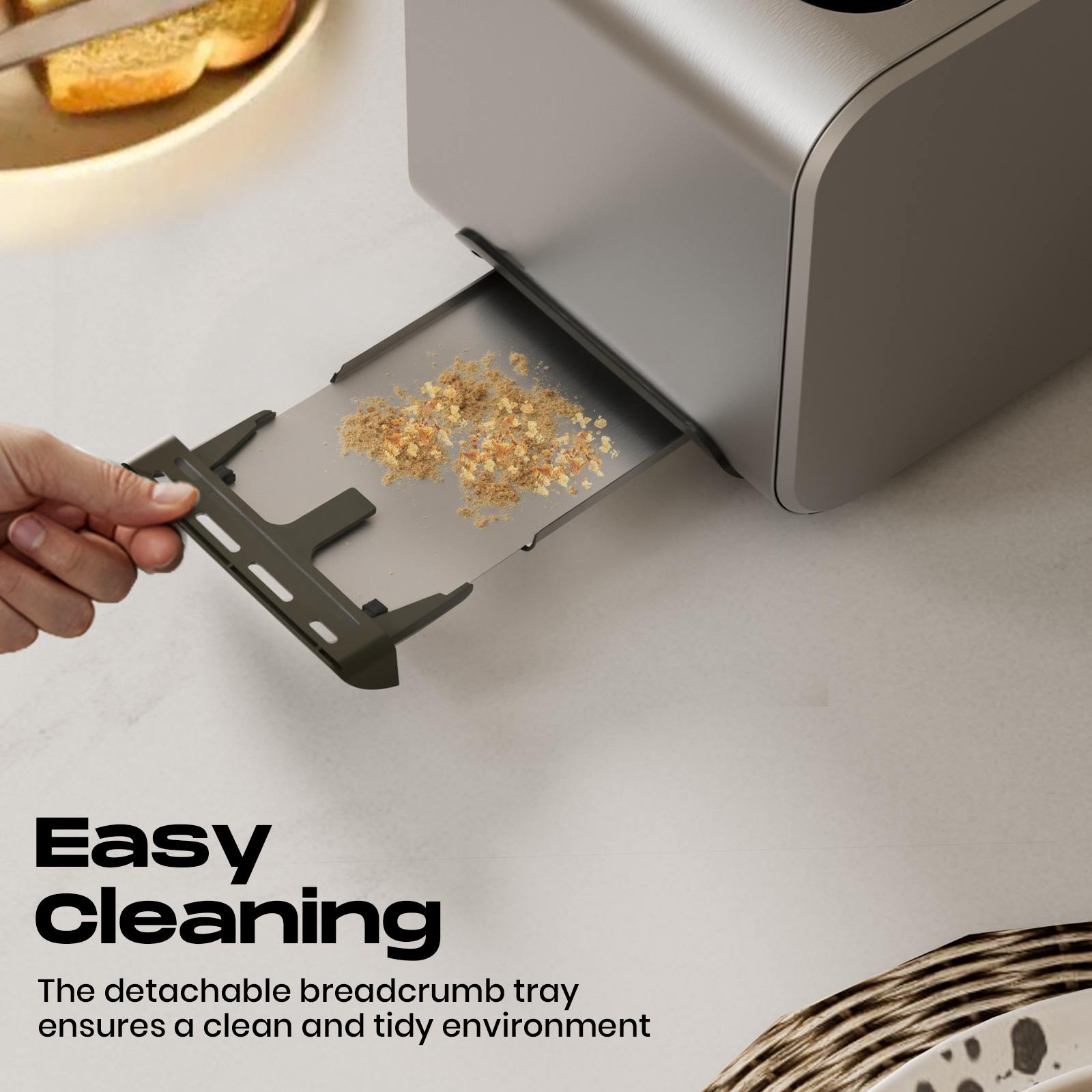 2-Slice Stainless Steel Toaster with 715-850W Fast Heating & Digital Controls