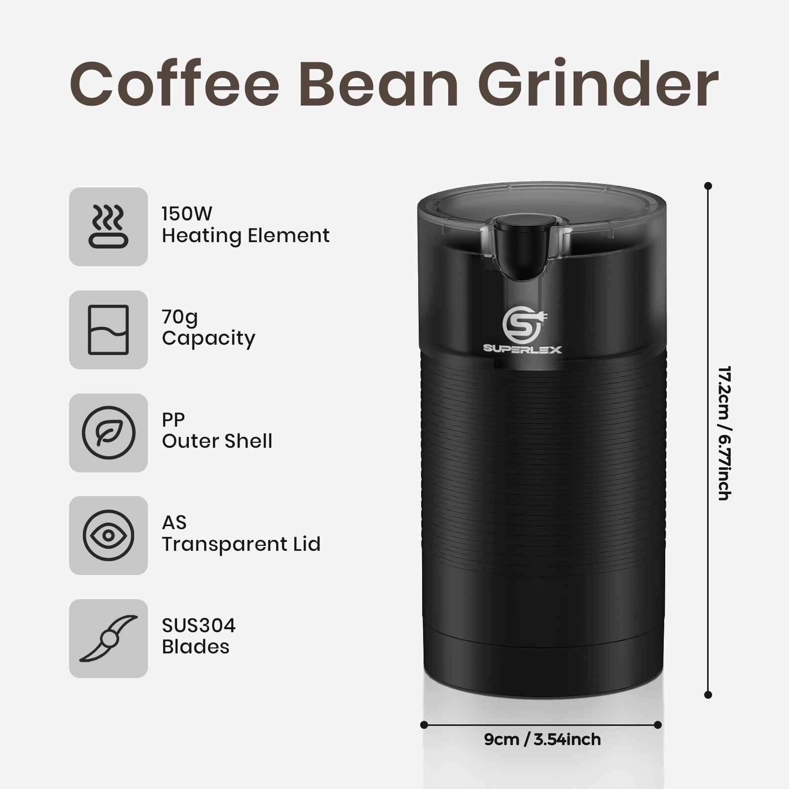 150W Coffee Grinder – Compact & Easy-to-Clean for Fresh Beans