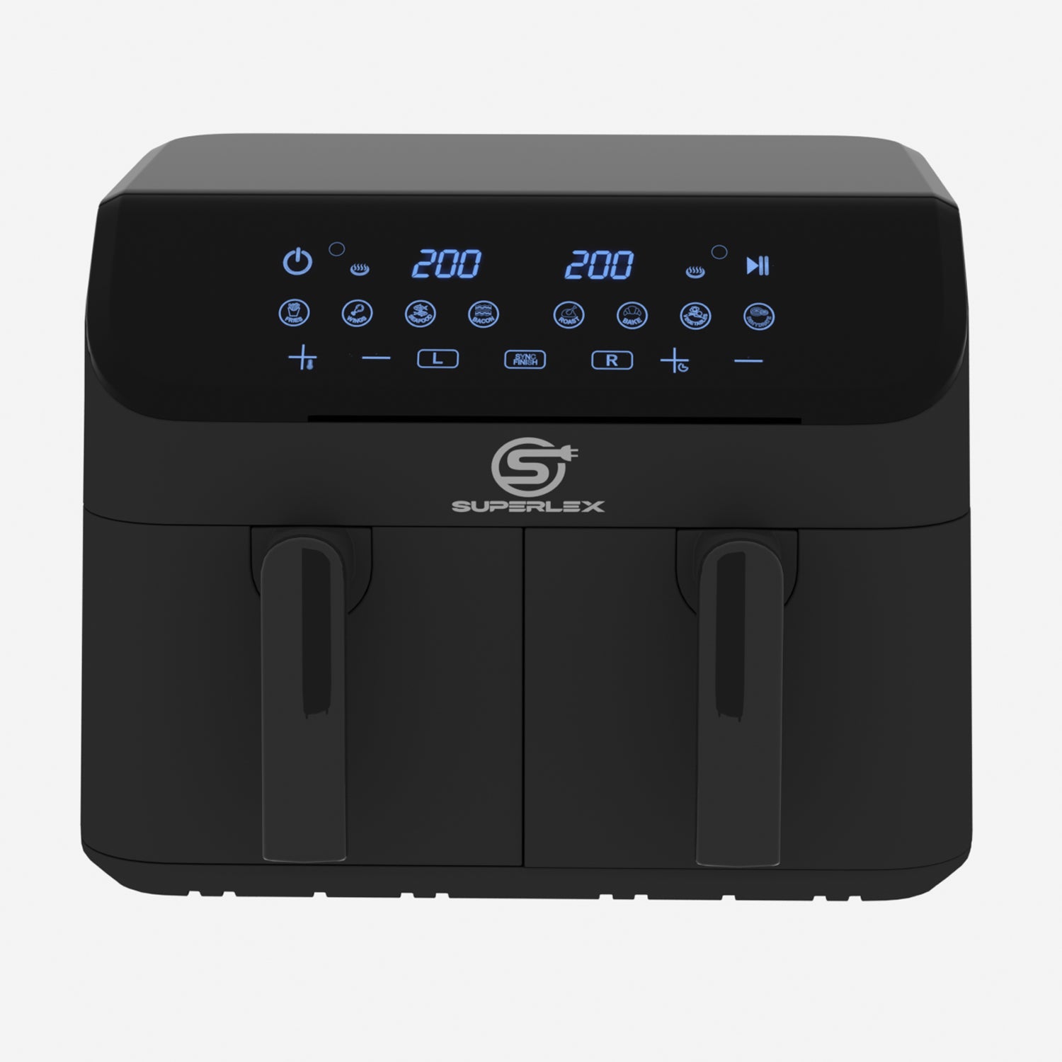 9L Double Air Fryer with Dual Pots, Adjustable Temperature & 30-Min Timer