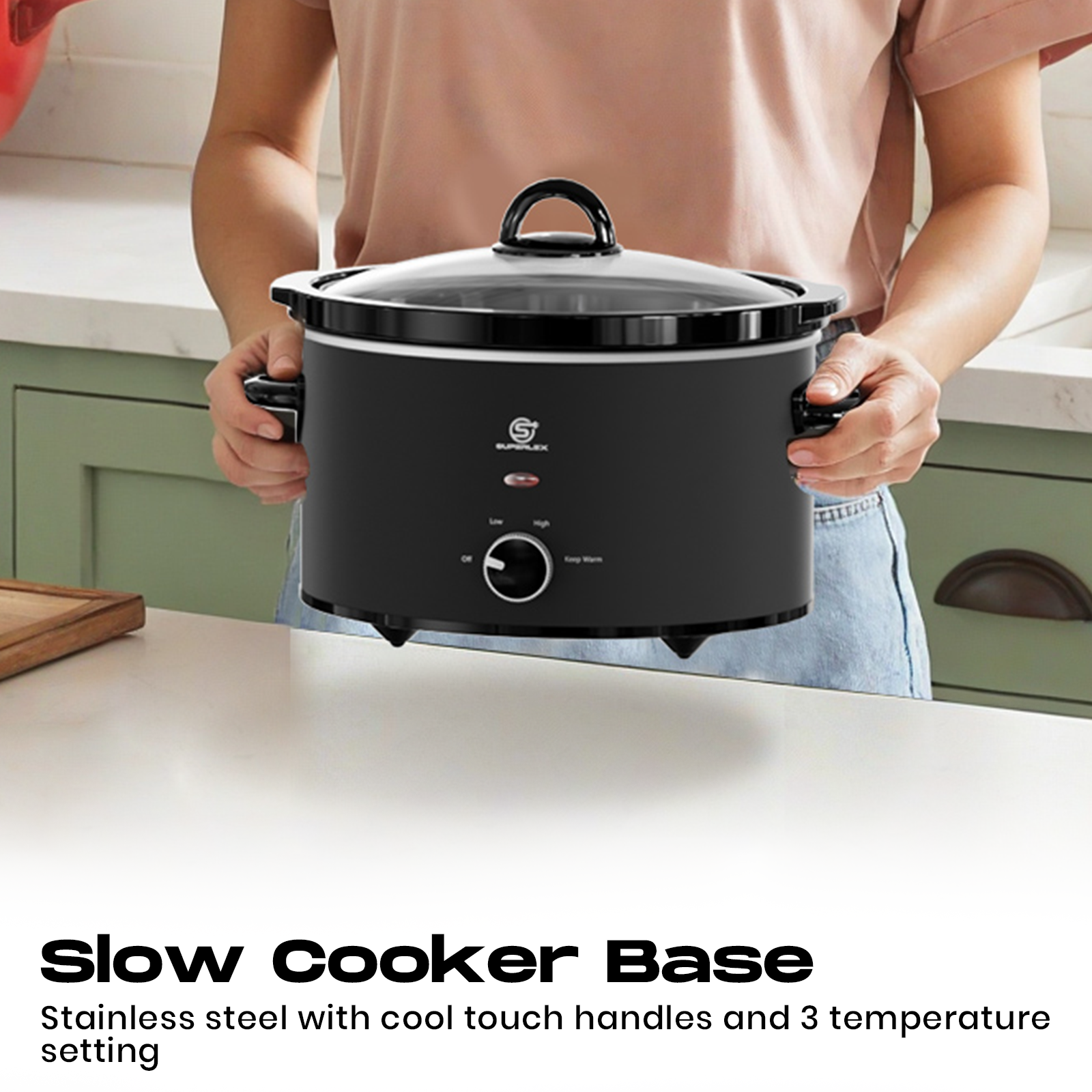 6.5L Oval Slow Cooker with Ceramic Pot – Energy Efficient & Multi-Function