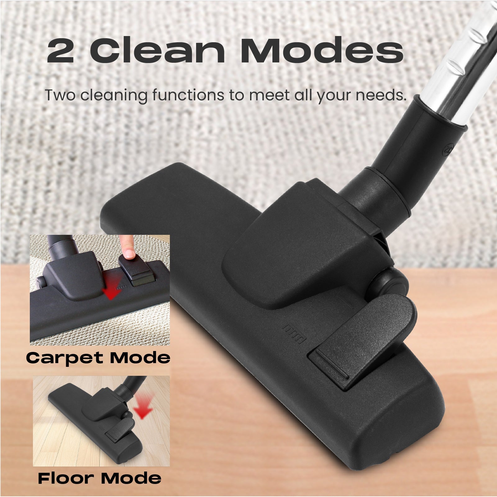 Cylinder Vacuum Cleaner 700W – 5M Cord, 1.5M Hose, Floor Brush & 2-in-1 Crevice Tool