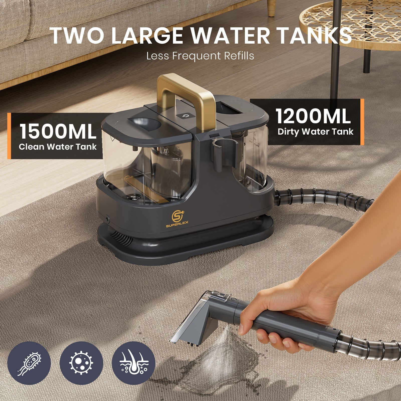 Spot Cleaner – 650W Powerful Stain Removal with Dual Tank & 12KPA Suction