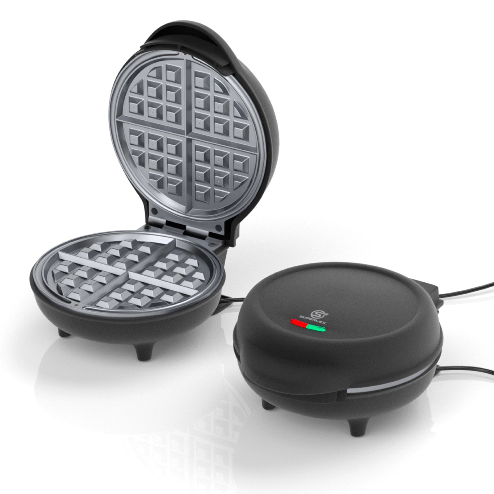 750W Belgium Waffle Maker – 4-Waffle Capacity with Auto Temperature Control