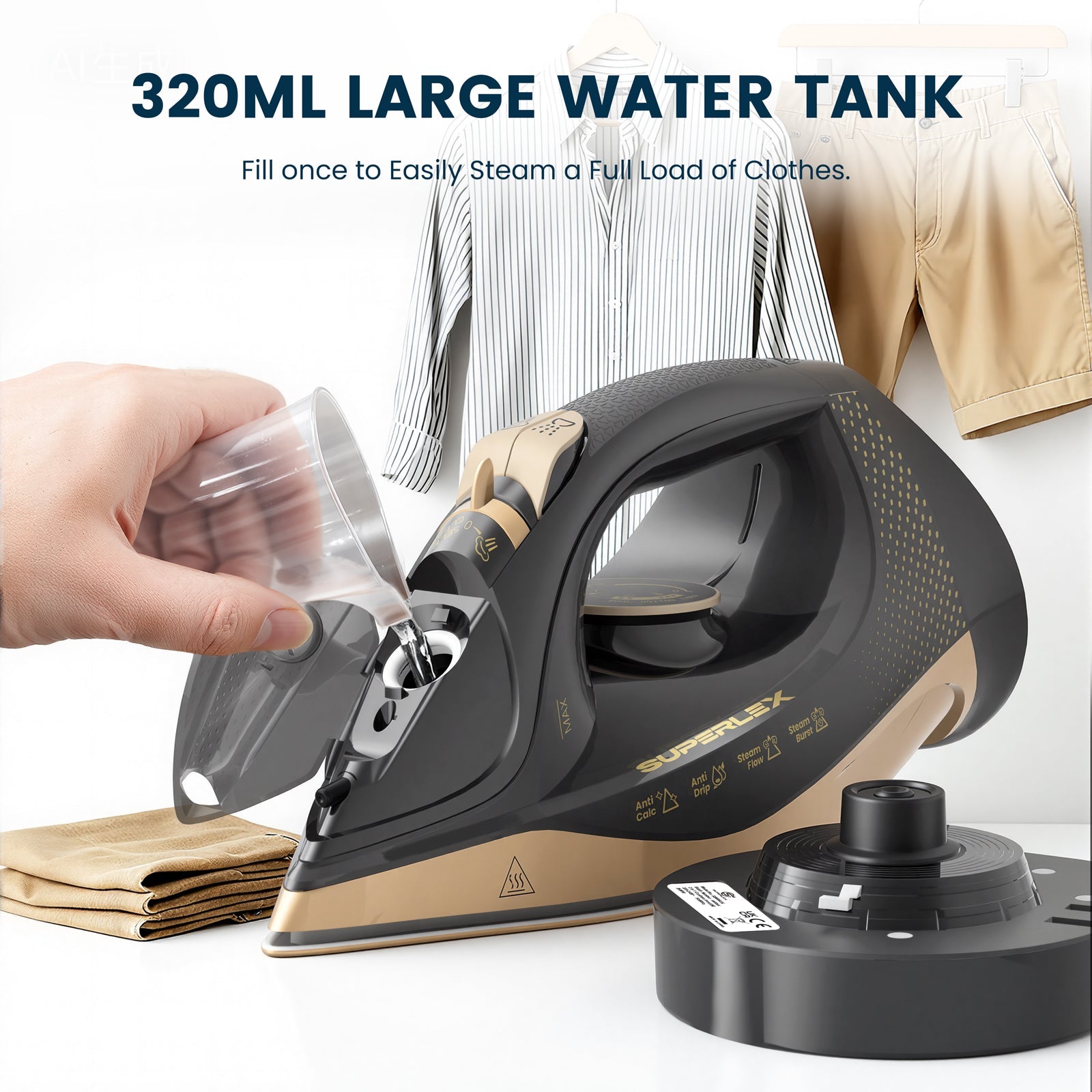 2400W 2-in-1 Cordless Steam Iron – Ceramic Soleplate & Skirt Spray