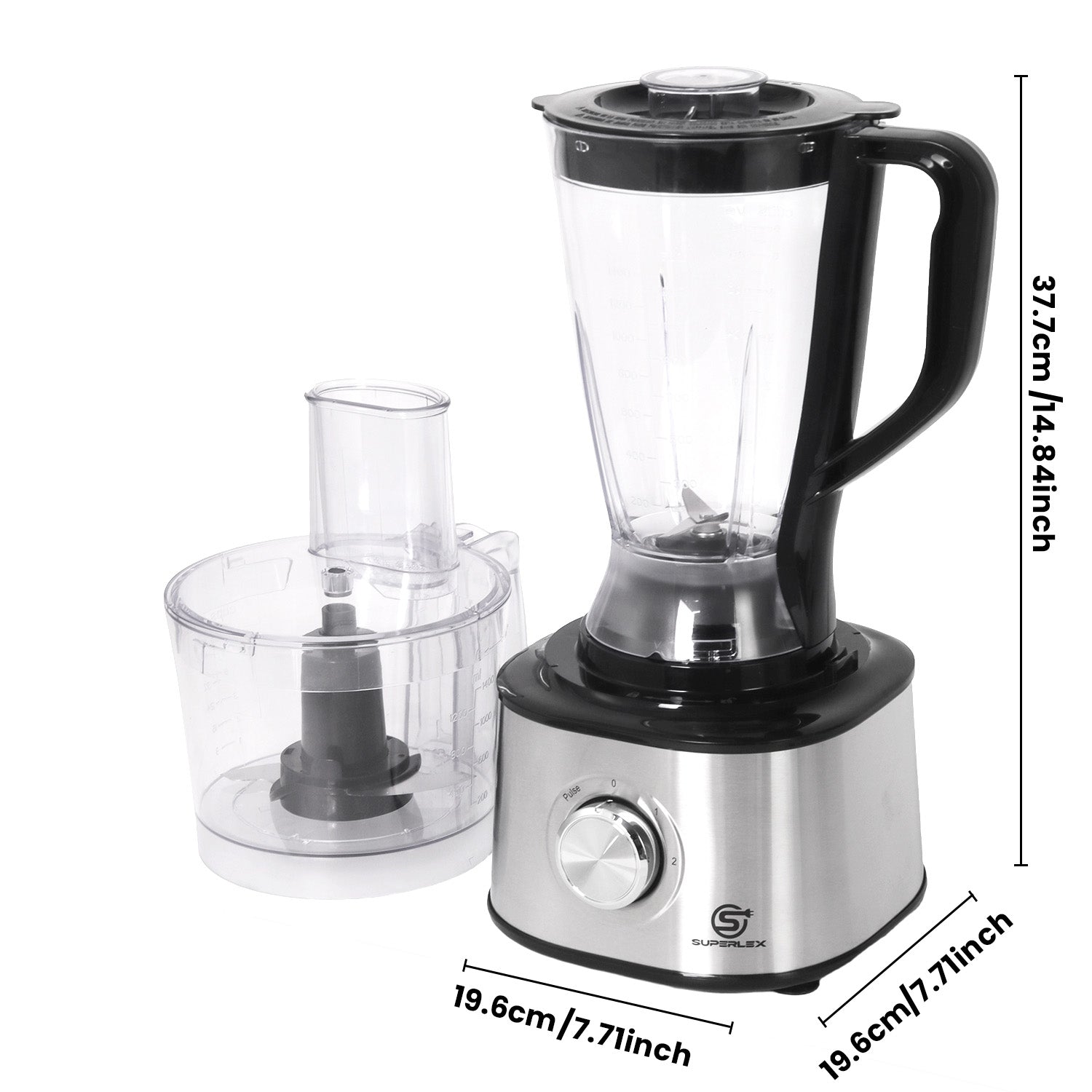 Compact Stainless Steel Food Processor with 1.75L Jar & Multi-Function Blades