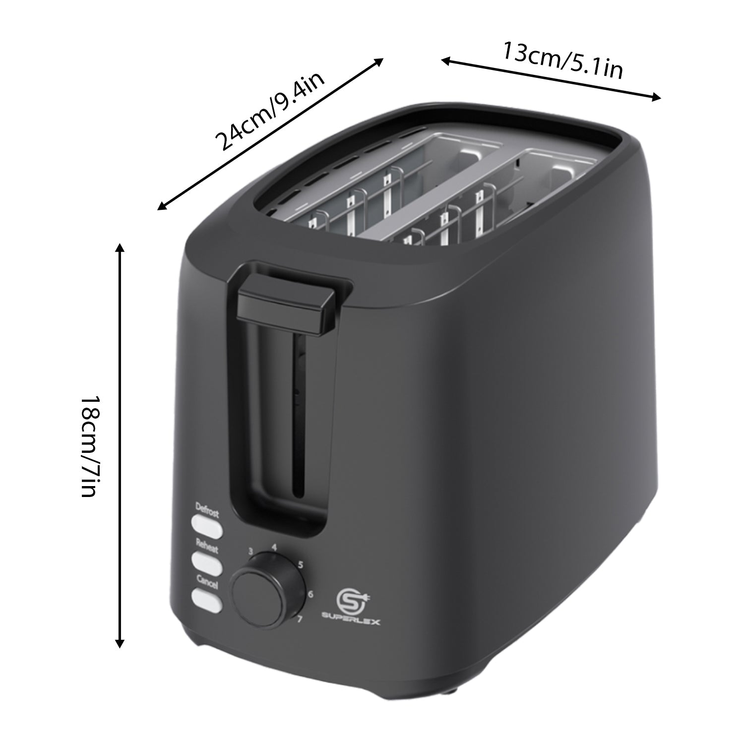 750W 2-Slice Toaster with Adjustable Browning & Auto Pop-Up