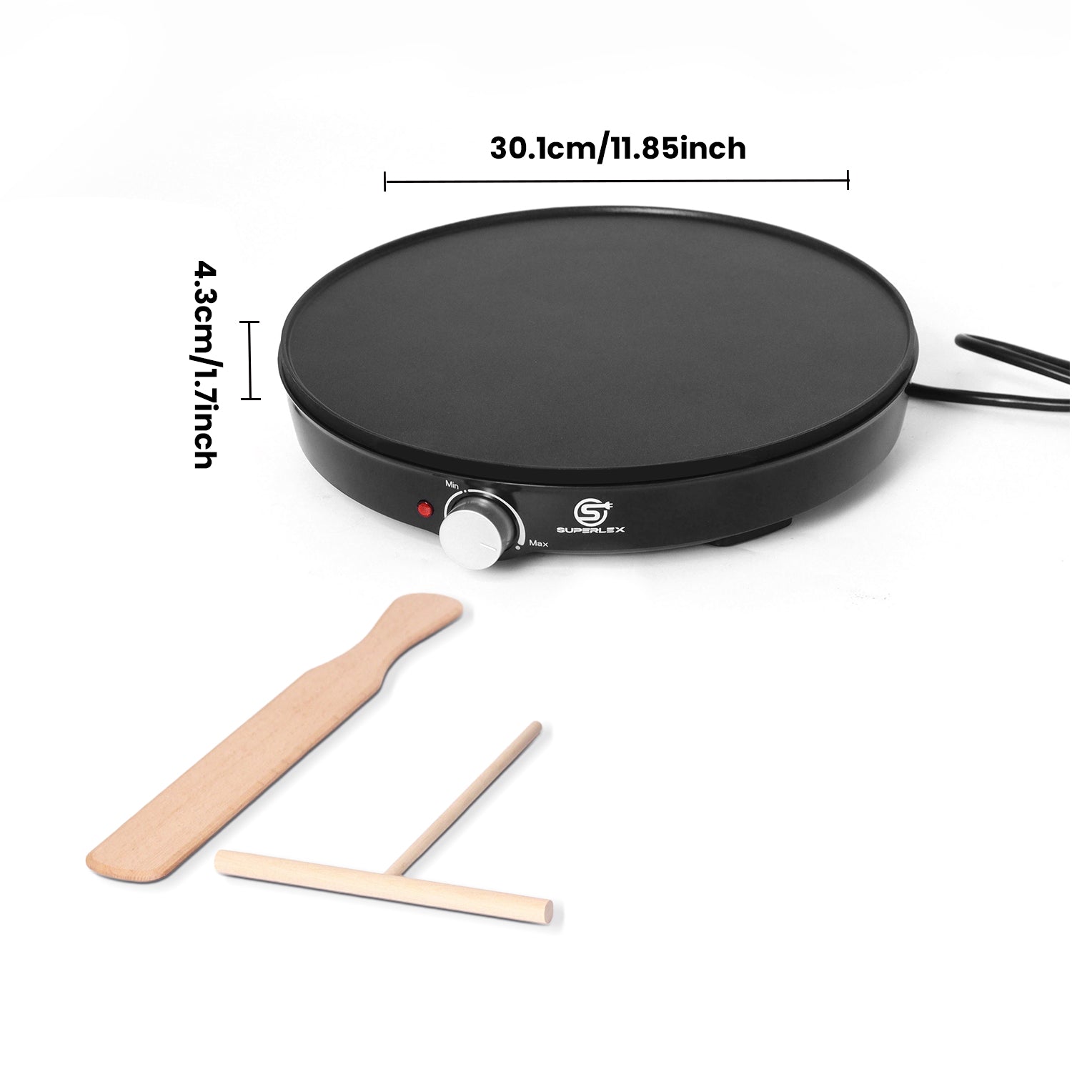 1000W Crepe Maker with Non-Stick Plates & Adjustable Temperature Control