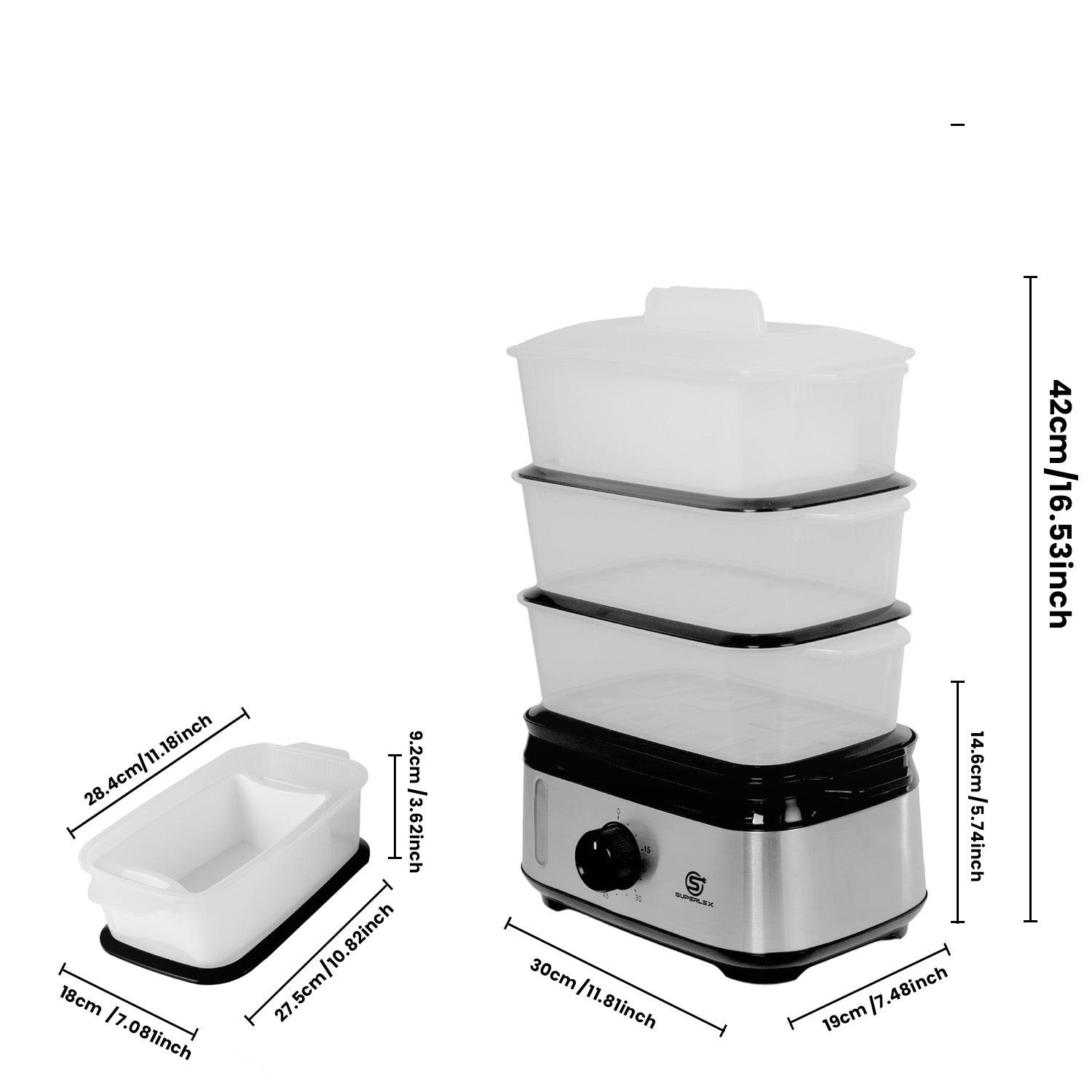 9L 3-Tier Food Steamer 800-950W with Timer & Non-Stick Heating Plate