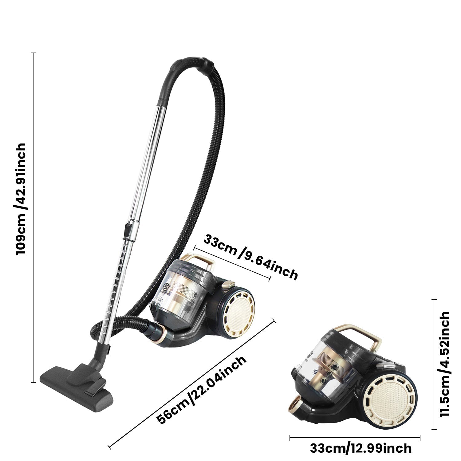 Cylinder Vacuum Cleaner 700W – 5M Cord, 1.5M Hose, Floor Brush & 2-in-1 Crevice Tool