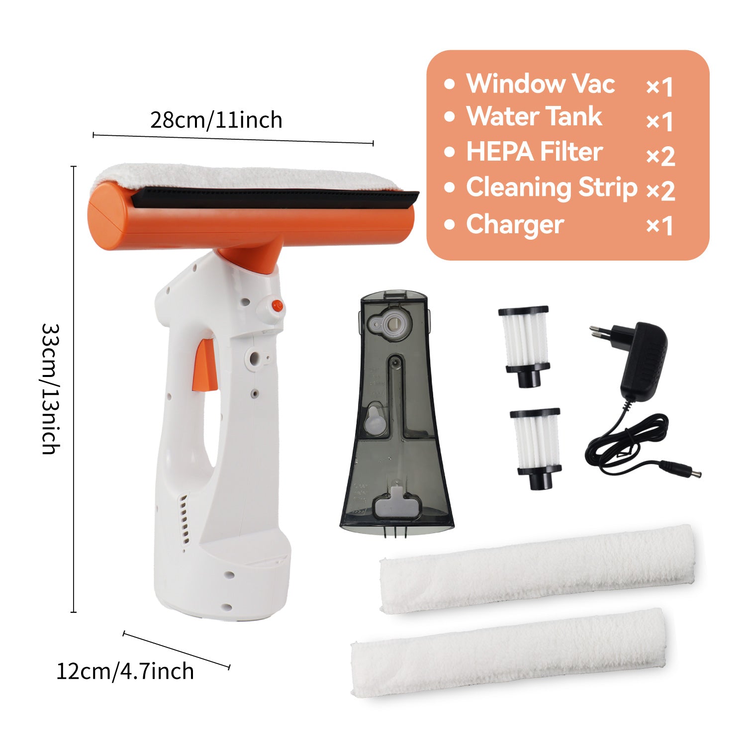Cordless 3-in-1 Window Vac with Steam Cleaning and HEPA Filter