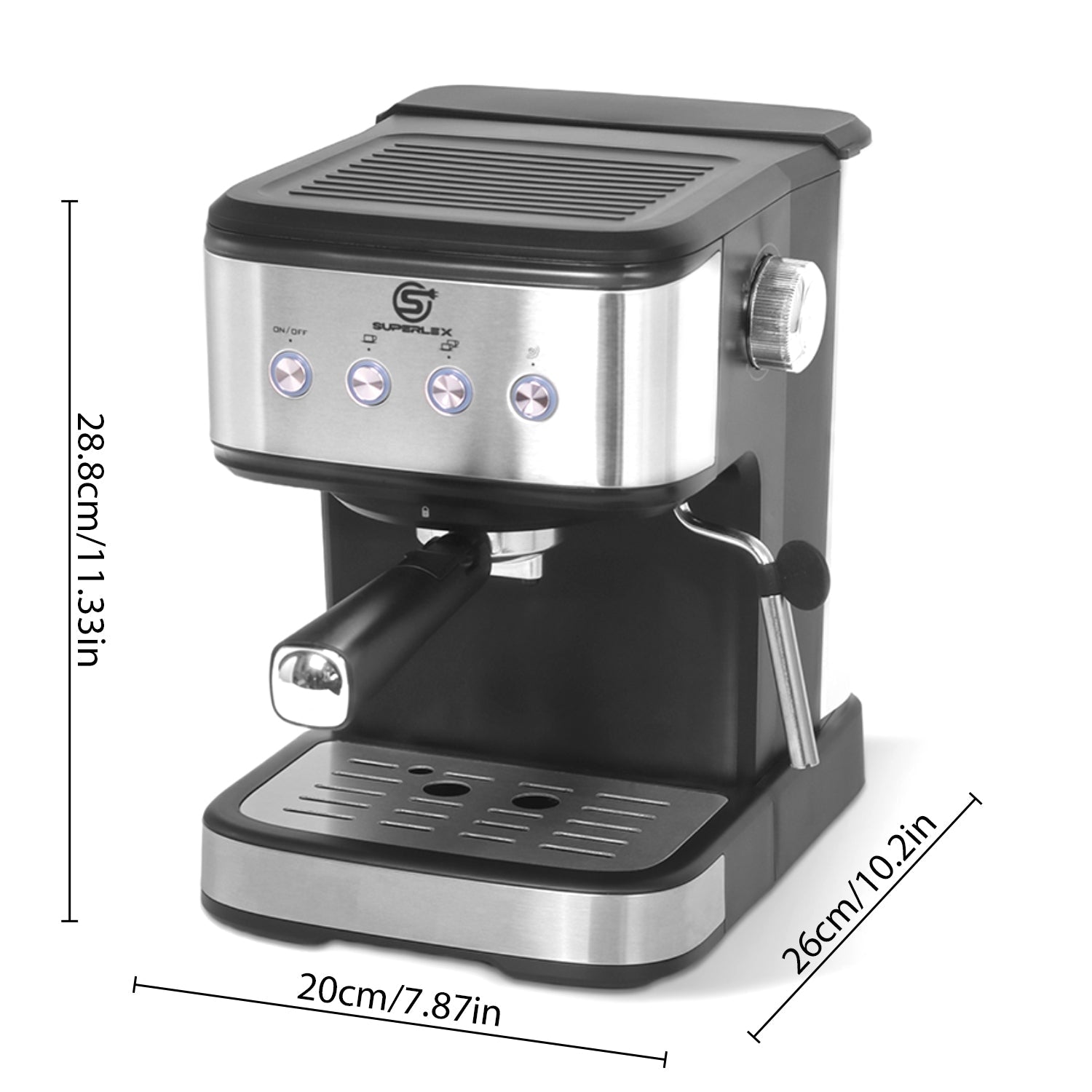 15 Bar Espresso Coffee Maker 1.5L with High-Pressure Frother & Dual Filters