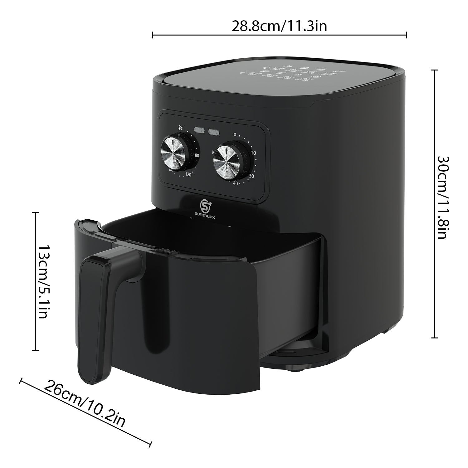 5L Manual Air Fryer with 360° Rapid Air Circulation for Healthy Cooking
