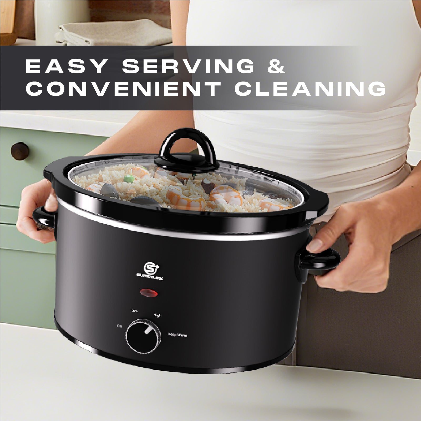 3.5L Oval Slow Cooker with Ceramic Pot – Energy Efficient & Multi-Function