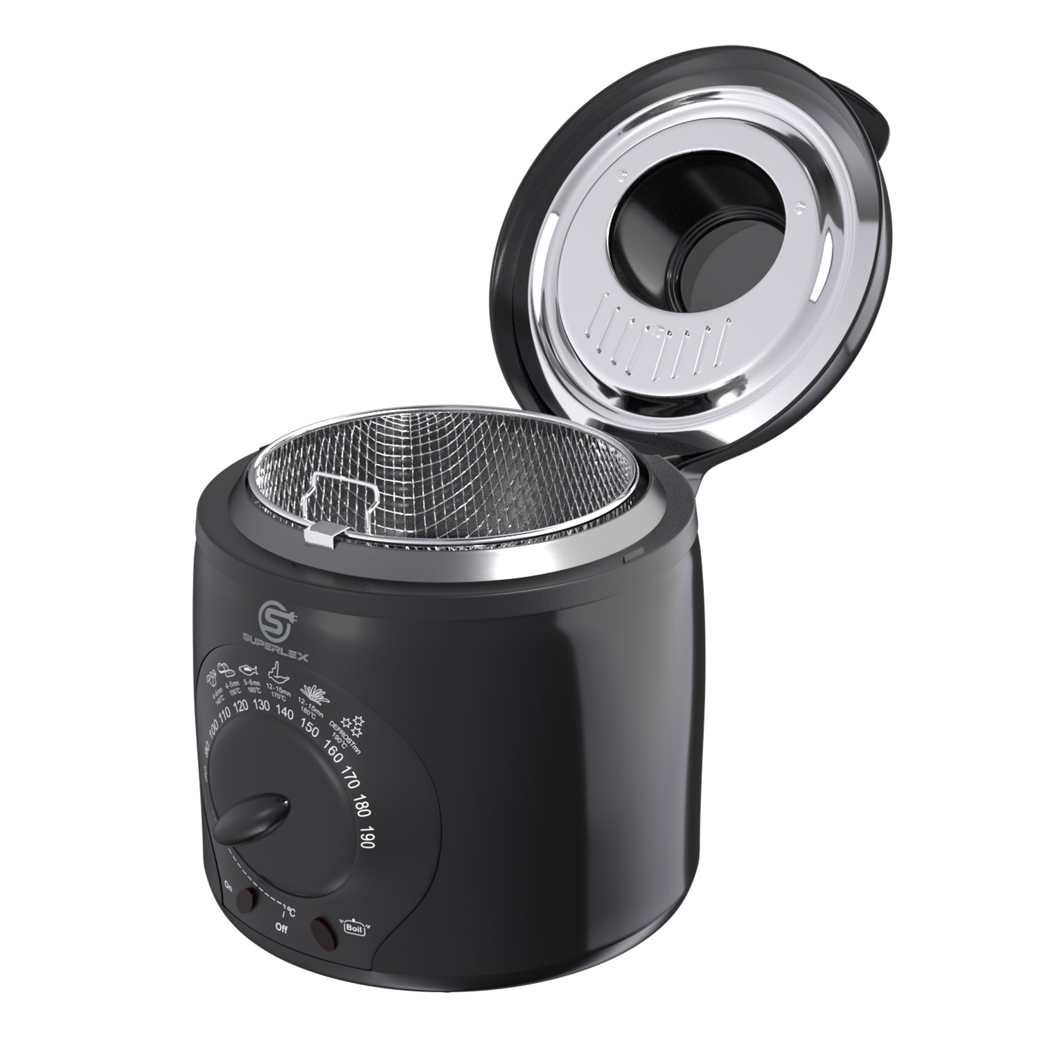 1L Plastic Deep Fat Fryer with 850-950W Power & Adjustable Temperature