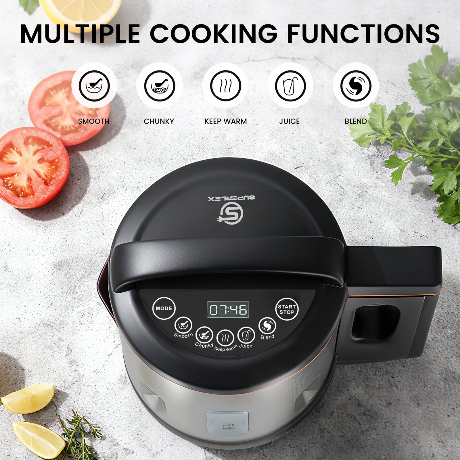 1.3-1.8L Stainless Steel Soup Maker with Smooth & Chunky Functions