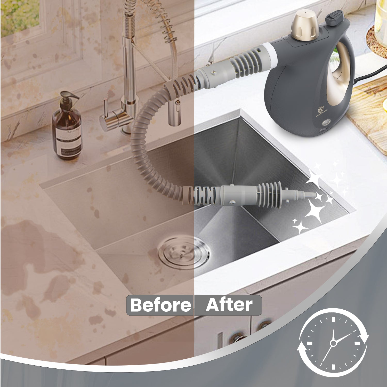 Handheld Steam Cleaner – 1050W Powerful Portable Steam Cleaner with 350ML Tank & 180° Nozzle