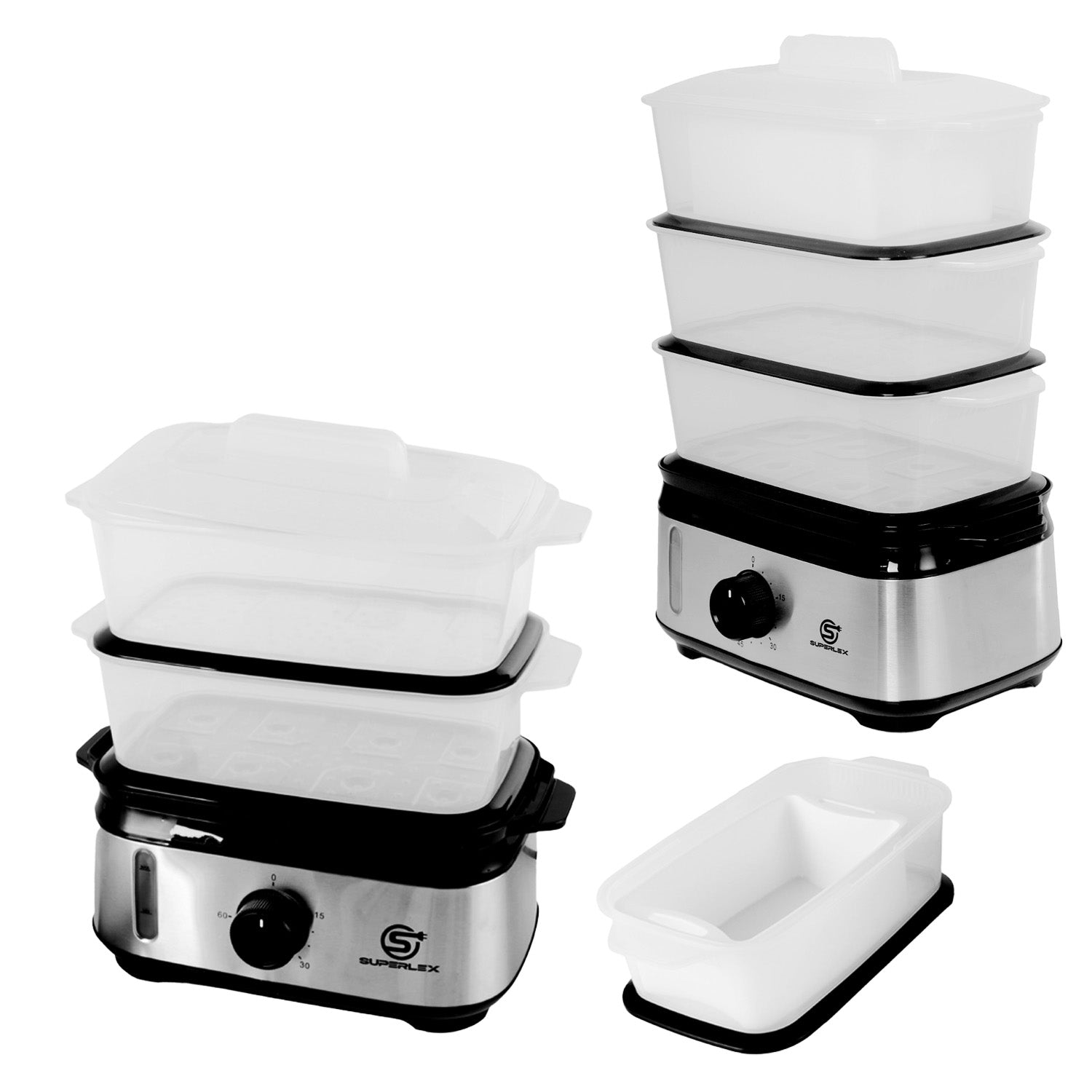 9L 3-Tier Food Steamer 800-950W with Timer & Non-Stick Heating Plate