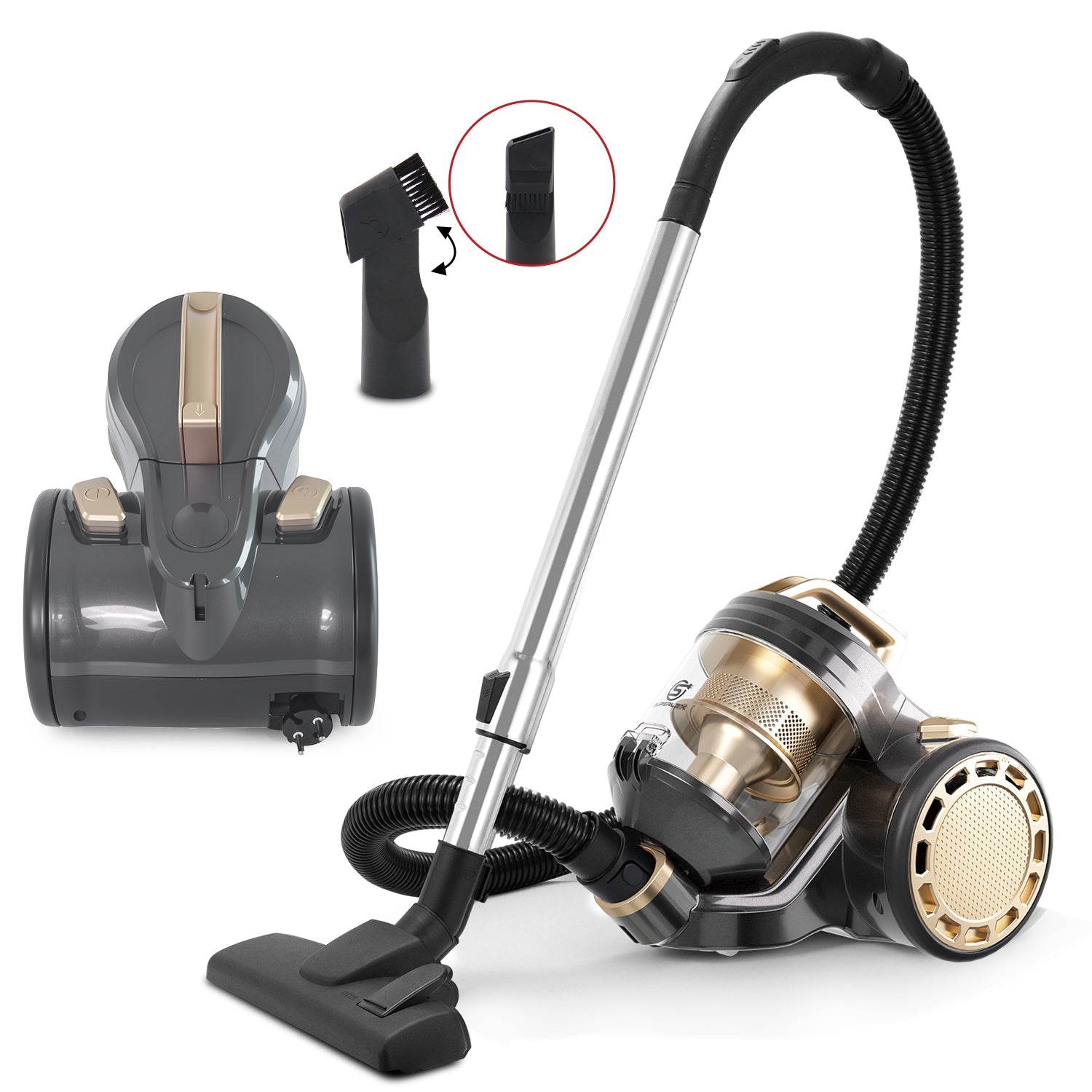 Cylinder Vacuum Cleaner 700W – 5M Cord, 1.5M Hose, Floor Brush & 2-in-1 Crevice Tool
