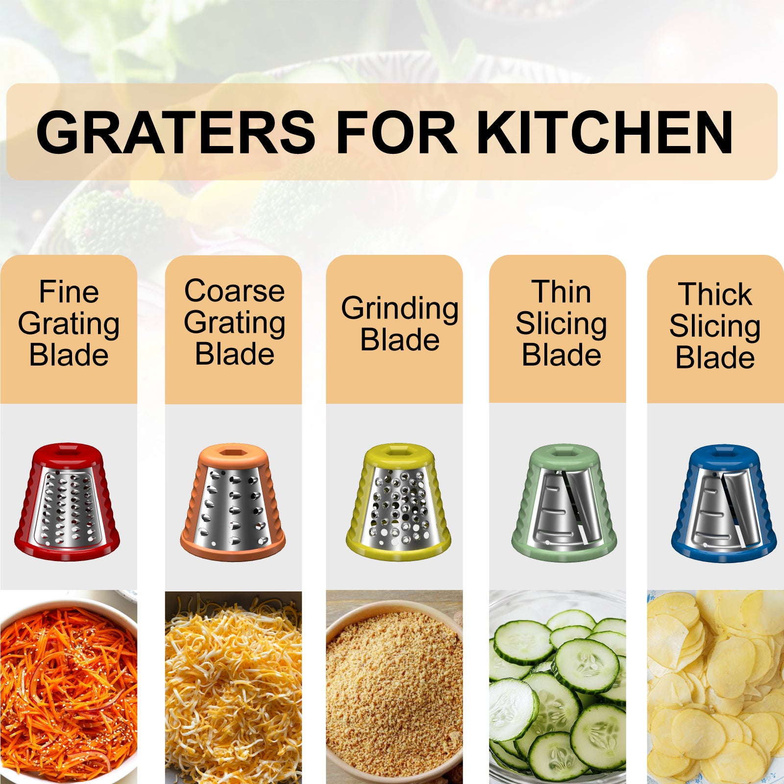 Electric 5-in-1 Salad Spinner with Stainless Steel Blades