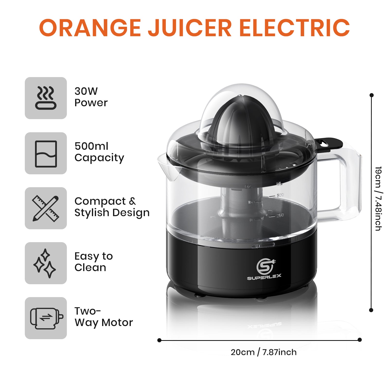 30W Citius Press Juicer – Compact Electric Citrus Juicer for Fresh Juice