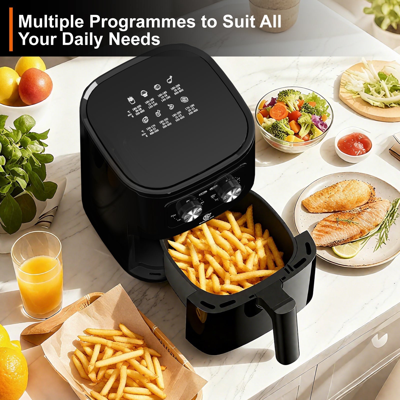 5L Manual Air Fryer with 360° Rapid Air Circulation for Healthy Cooking